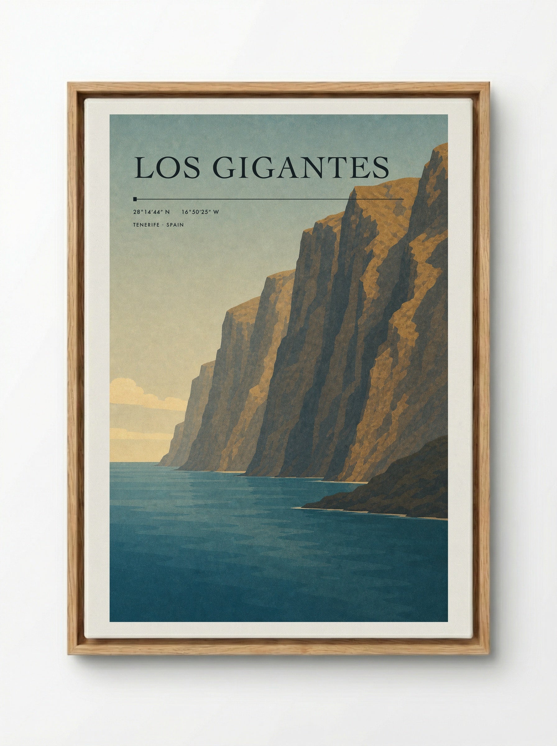 Los Gigantes Travel Poster Artwork - Framed Canvas Wood
