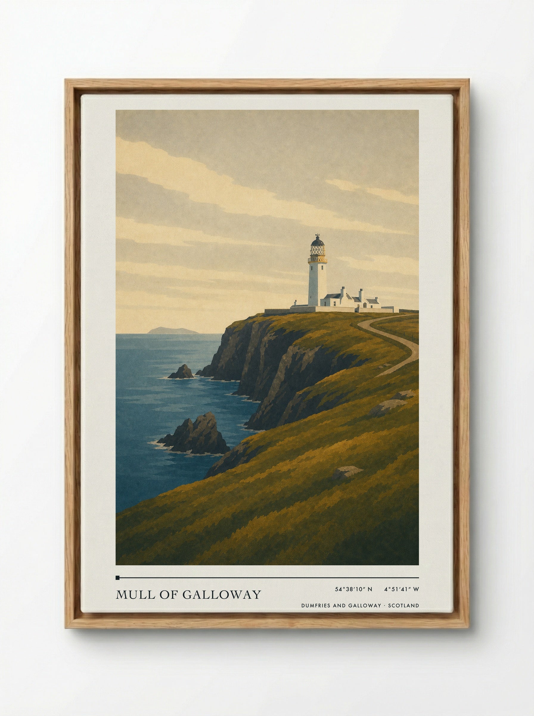 Mull of Galloway Travel Poster - Framed Canvas Wood