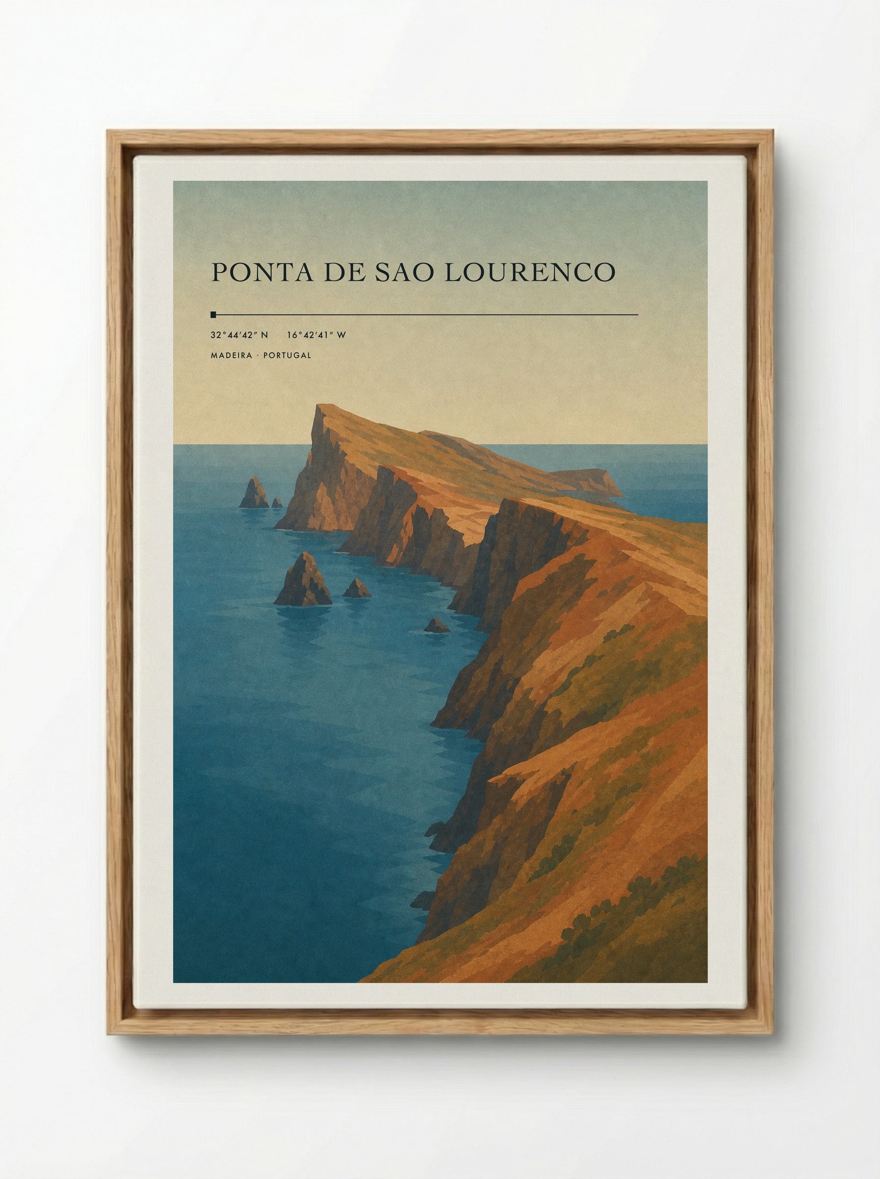 Ponta de Sao Lourenco Travel Poster Artwork - Framed Canvas Wood