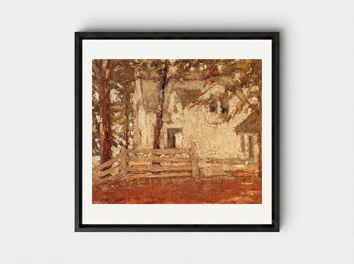 Grandmother's House - Grant Wood - Framed Canvas Black