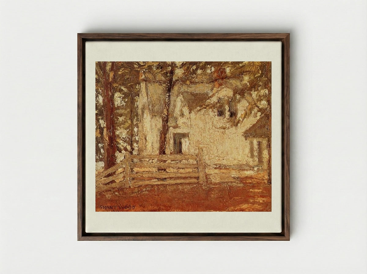 Grandmother's House - Grant Wood - Framed Canvas Dark Wood