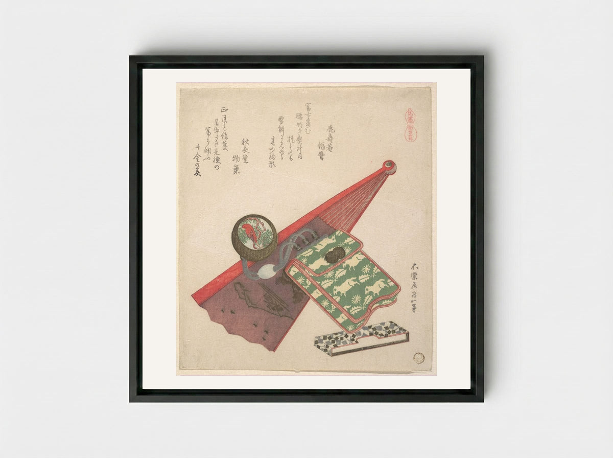 Horse Pattern (Koma shōbu) - Katsushika Hokusai - Framed Canvas Black
