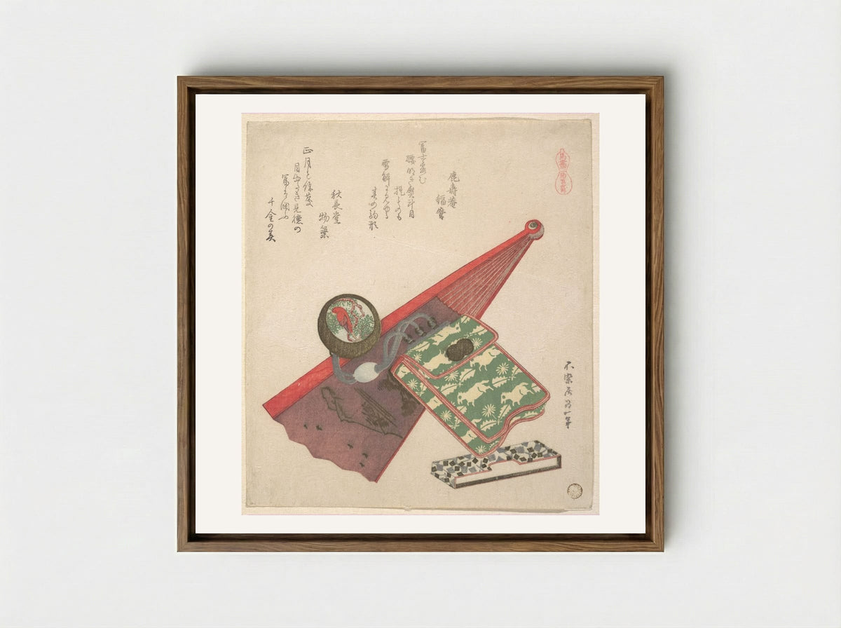 Horse Pattern (Koma shōbu) - Katsushika Hokusai - Framed Canvas Wood