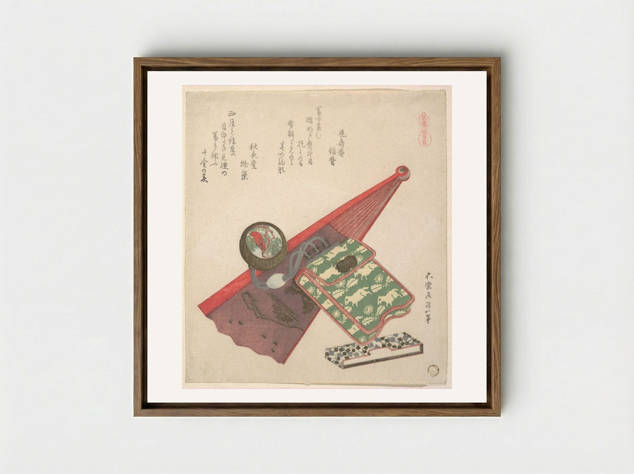 Horse Pattern (Koma shōbu) - Katsushika Hokusai - Framed Canvas Wood