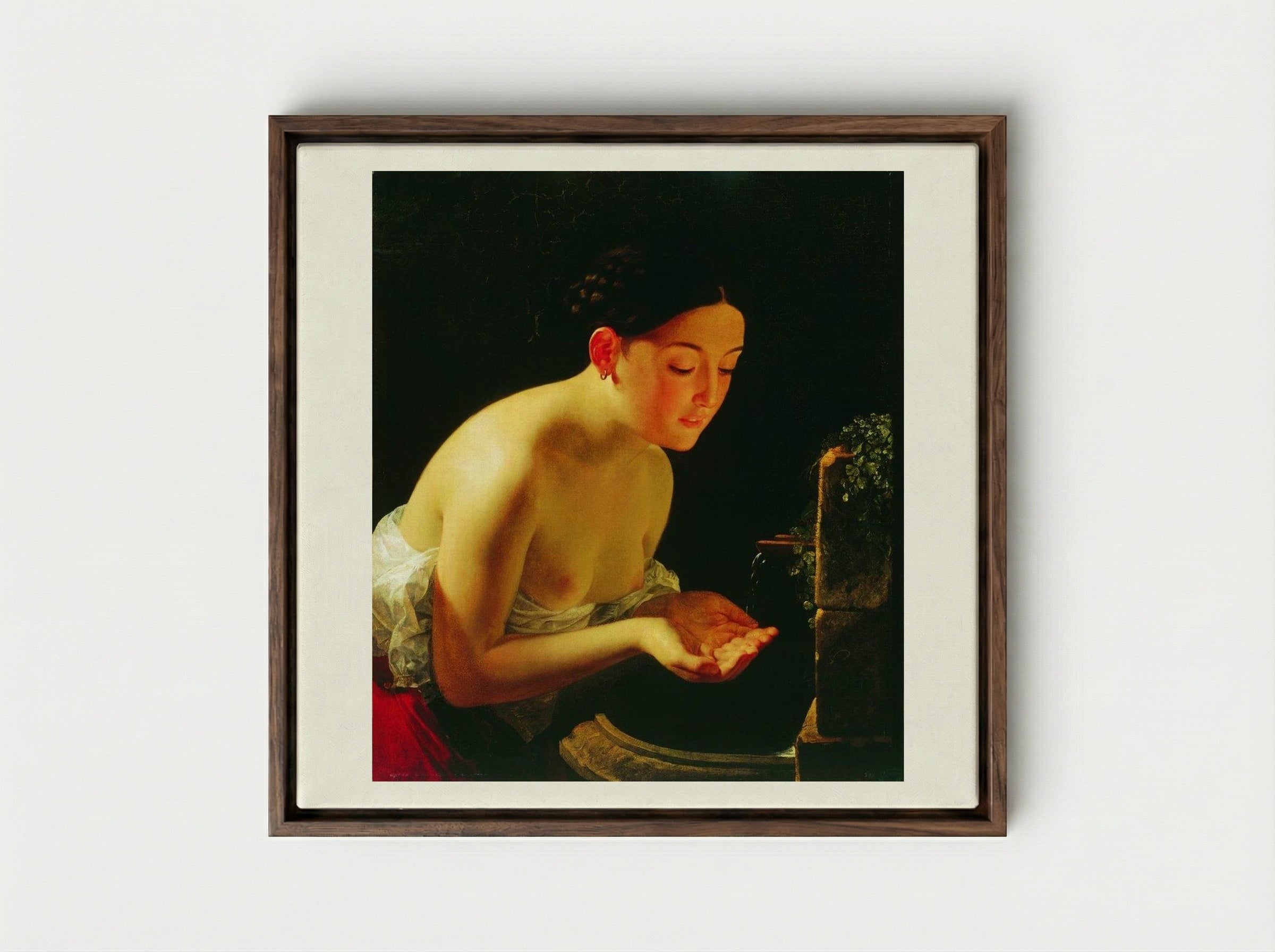 Italian Morning - Karl Bryullov - Framed Canvas Dark Wood