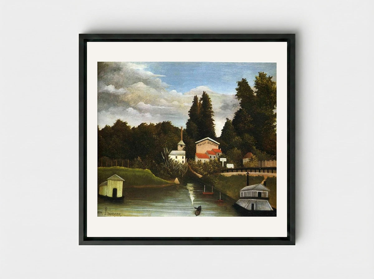 The Mill at Alfort - Henri Rousseau - Framed Canvas Black