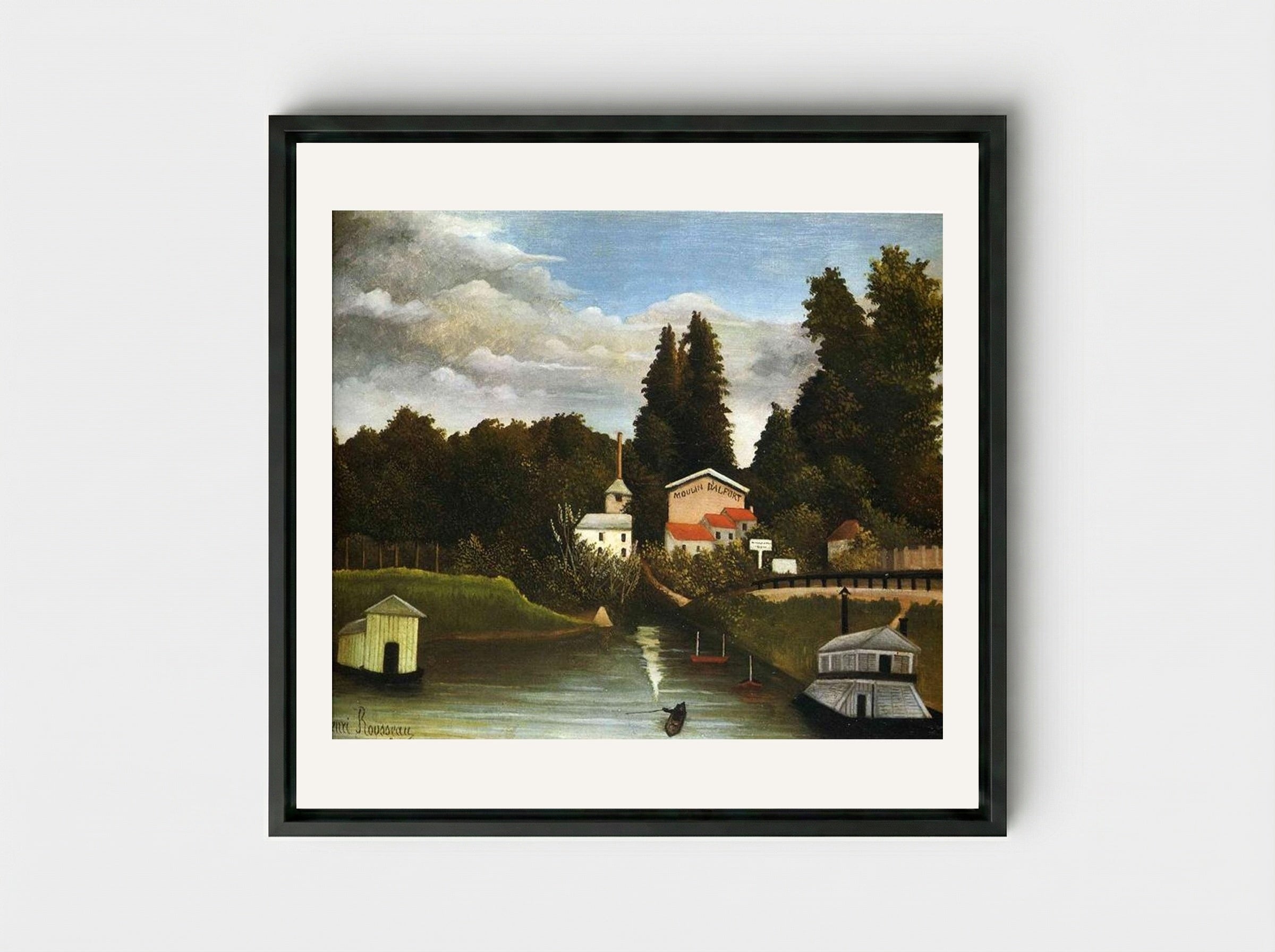 The Mill at Alfort - Henri Rousseau - Framed Canvas Black