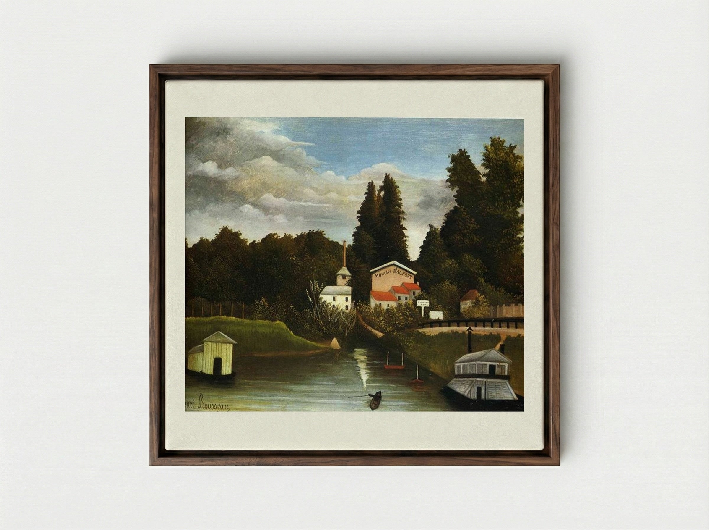 The Mill at Alfort - Henri Rousseau - Framed Canvas Dark Wood