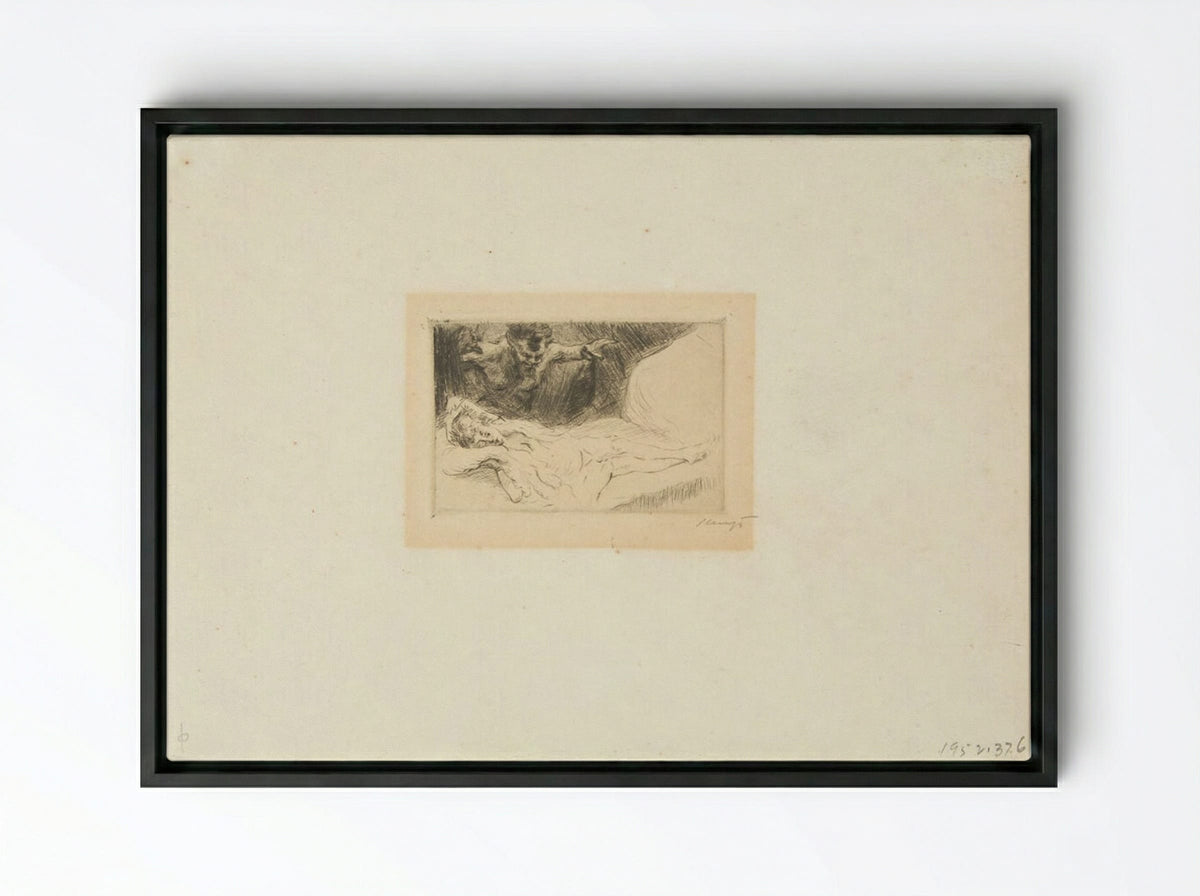 Faun and Nymph - Max Slevogt - Framed Canvas Black