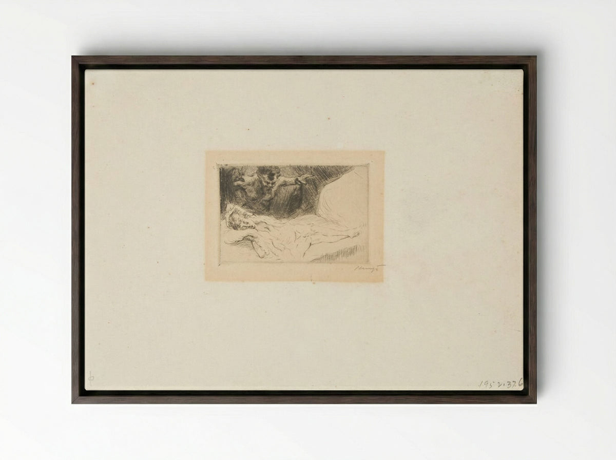 Faun and Nymph - Max Slevogt - Framed Canvas Dark Wood