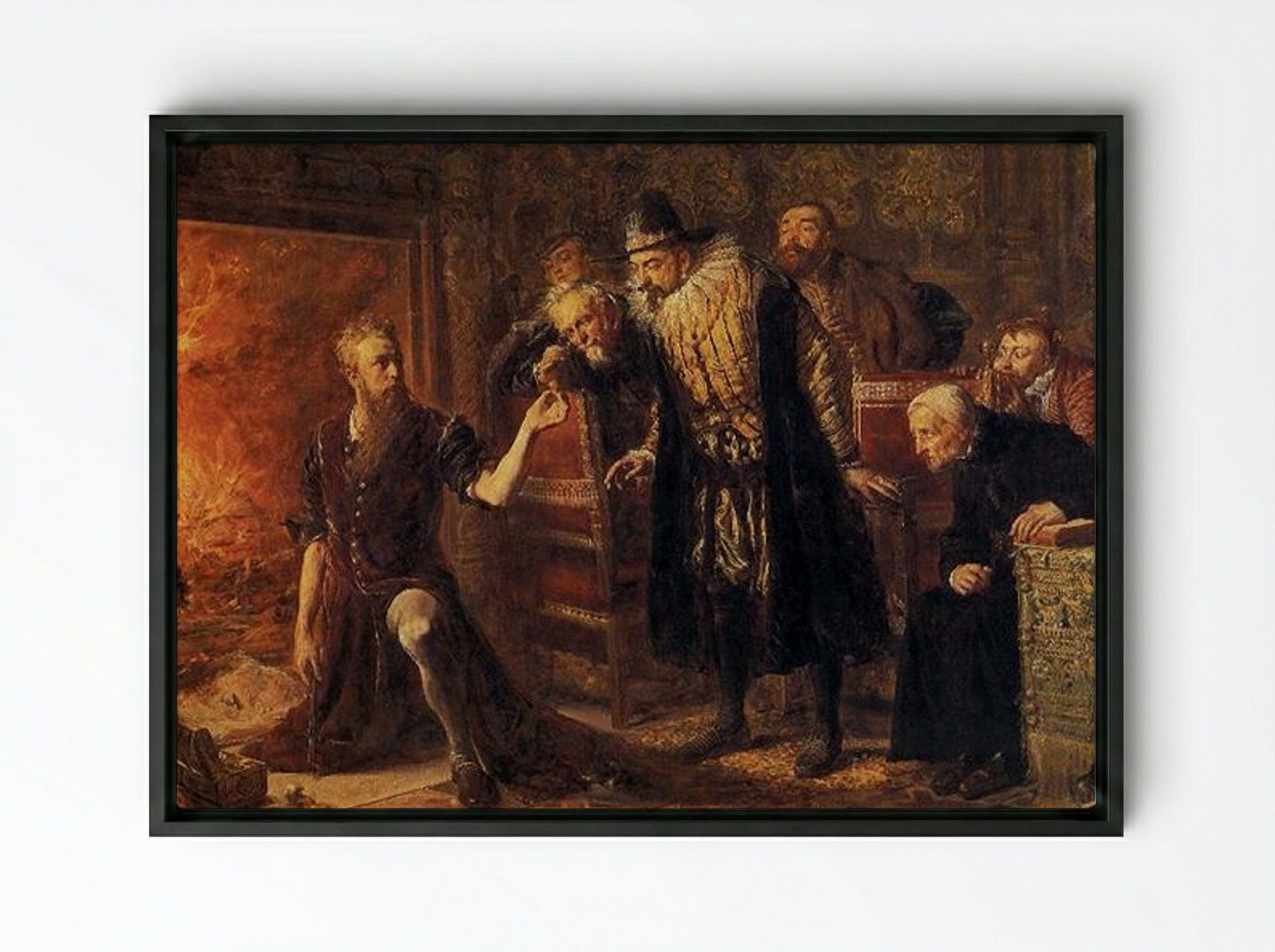 Alchemist Sendivogius - Jan Matejko - Framed Canvas Black