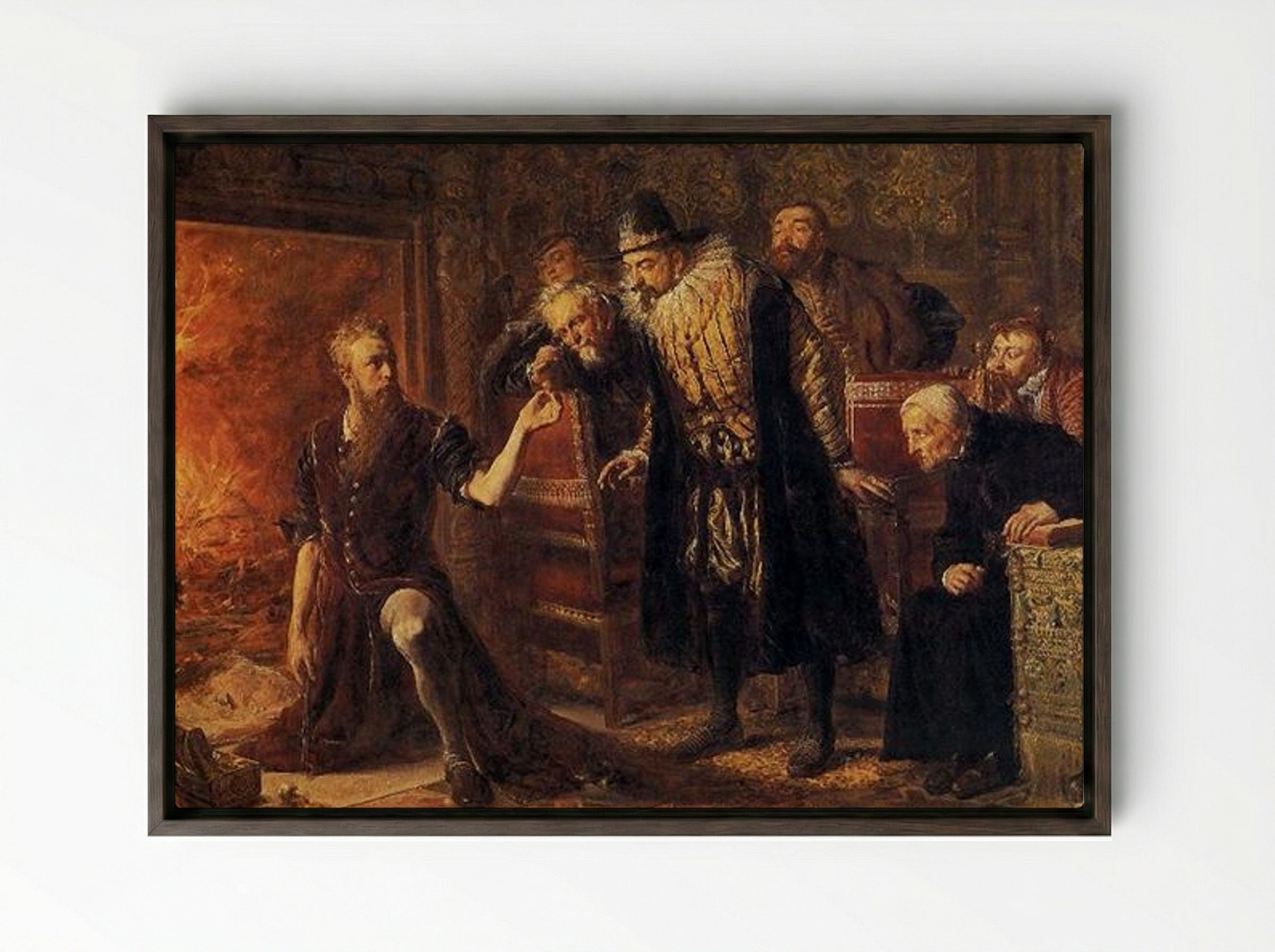 Alchemist Sendivogius - Jan Matejko - Framed Canvas Dark Wood
