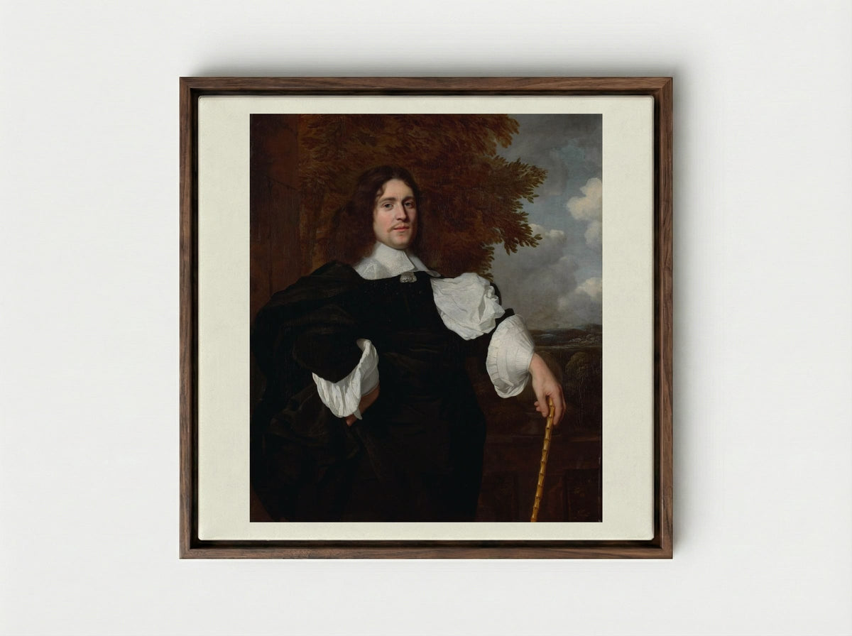 Portrait of Jacobus Trip - Bartholomeus van der Helst - Framed Canvas Dark Wood