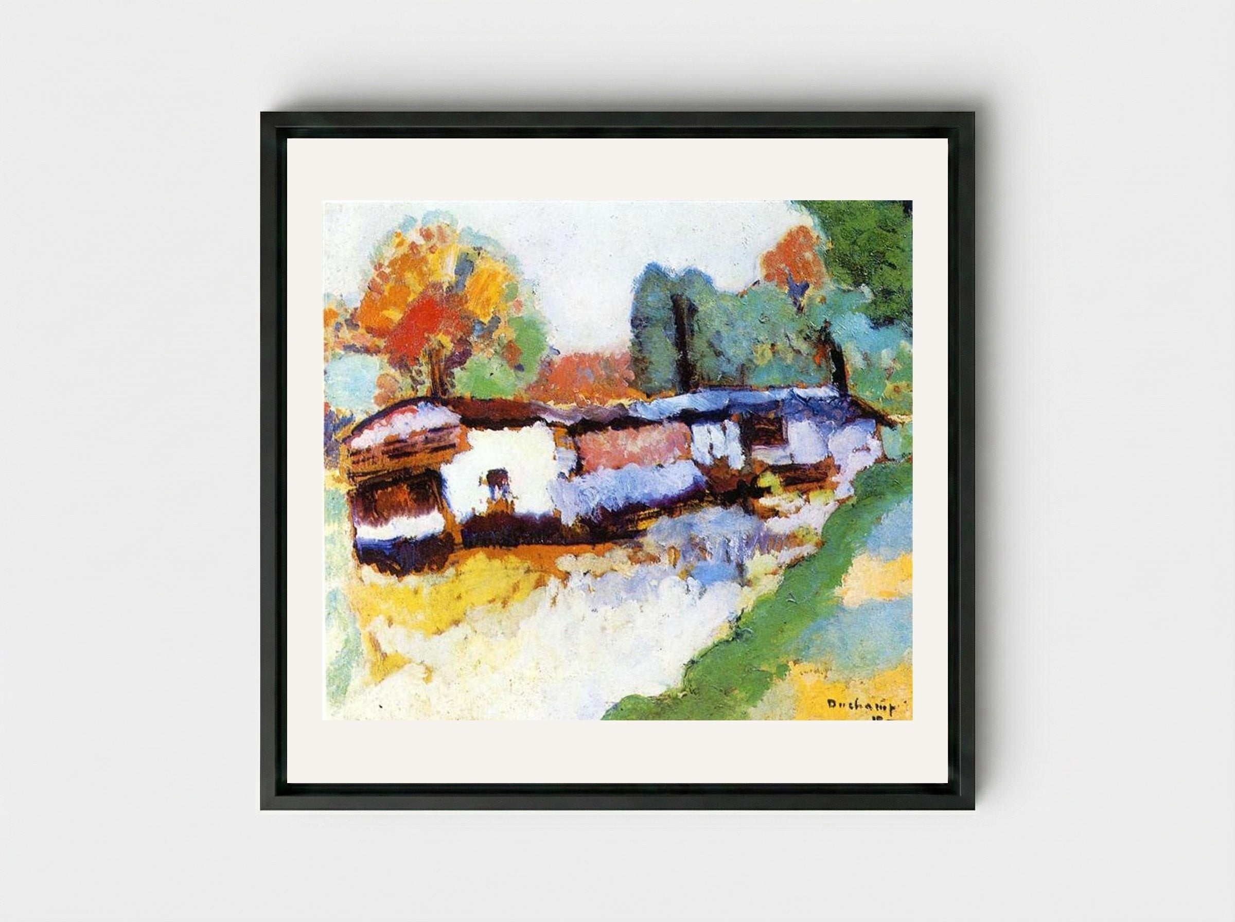 Laundry Barge - Marcel Duchamp - Framed Canvas Black