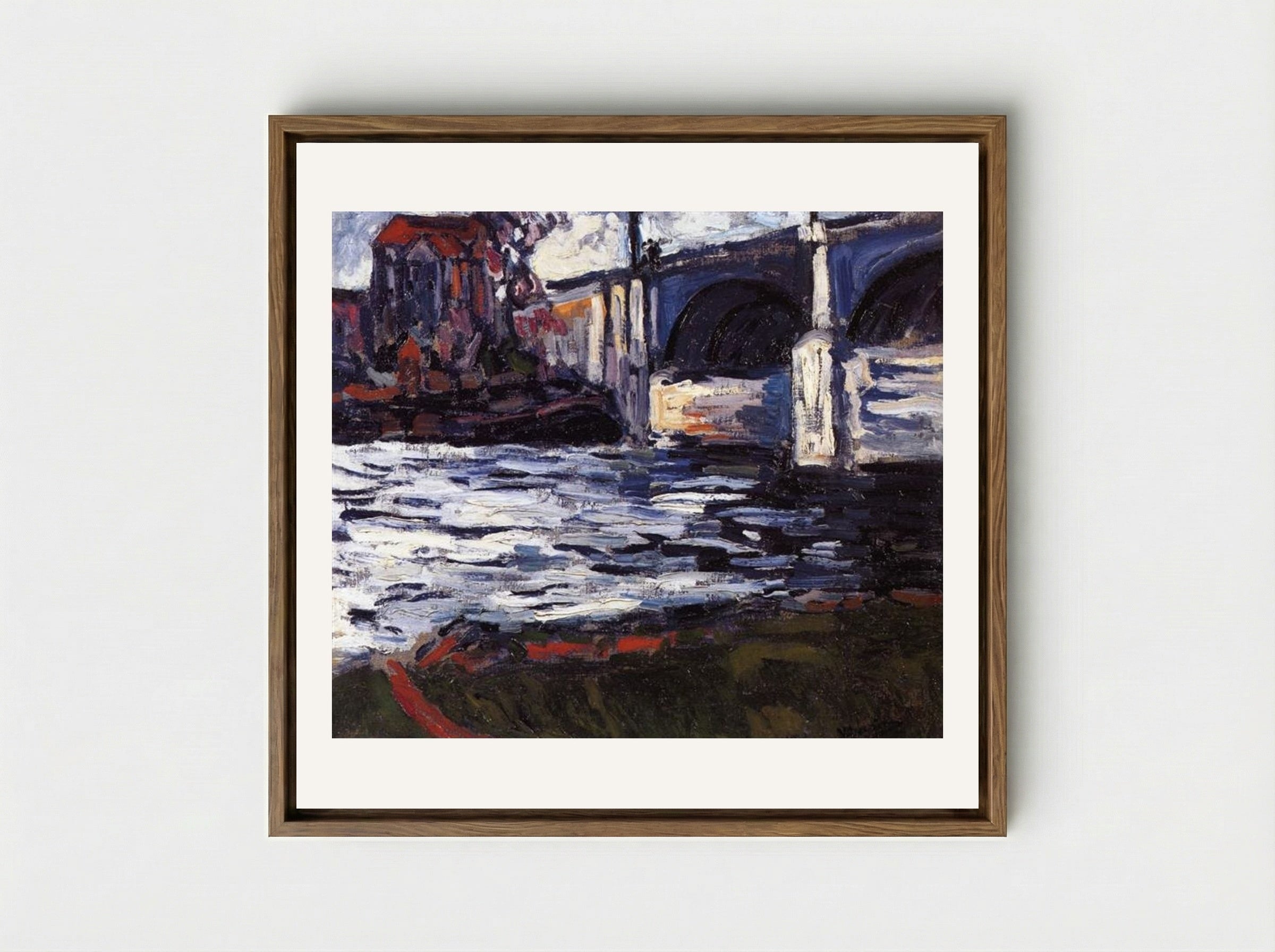 The Seine and the Chatou Bridge - Maurice de Vlaminck - Framed Canvas Wood