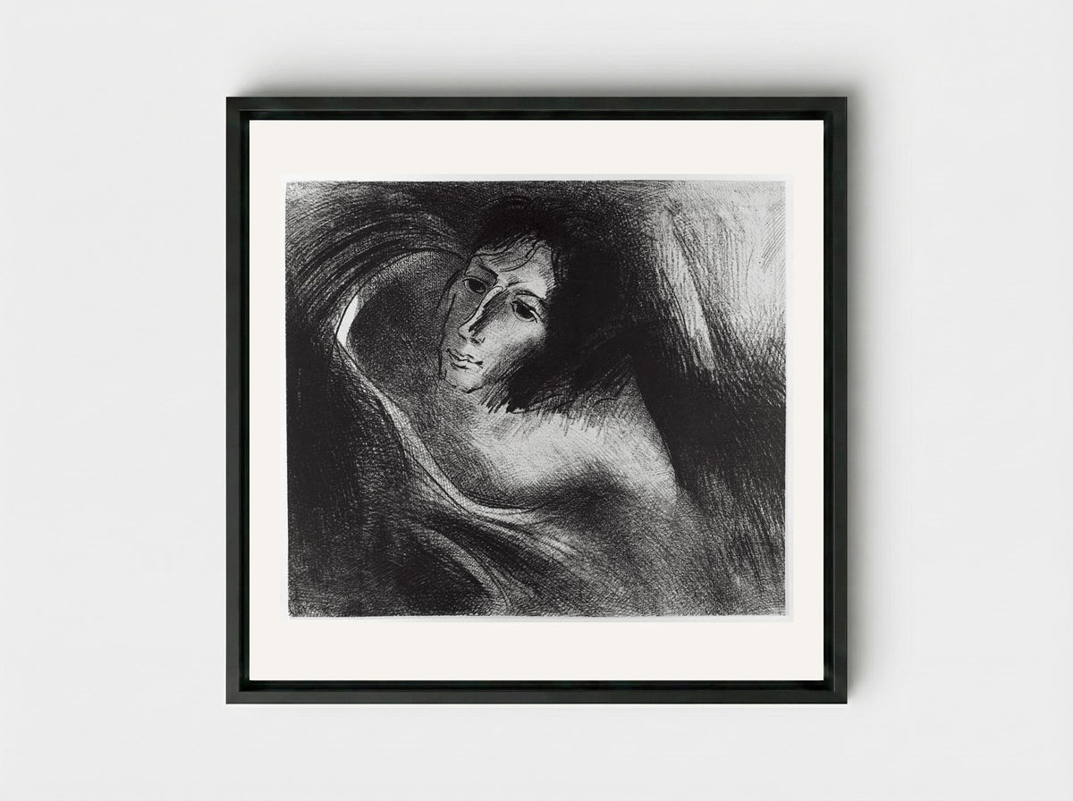 And the devil that deceived them was cast into the lake of fire, where the beast and the false prophets are... - Odilon Redon - Framed Canvas Black