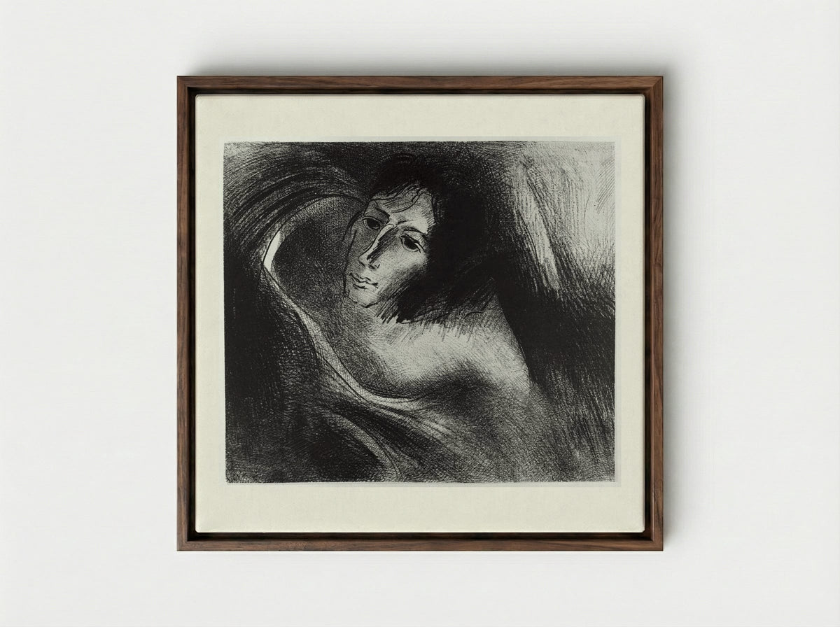 And the devil that deceived them was cast into the lake of fire, where the beast and the false prophets are... - Odilon Redon - Framed Canvas Dark Wood