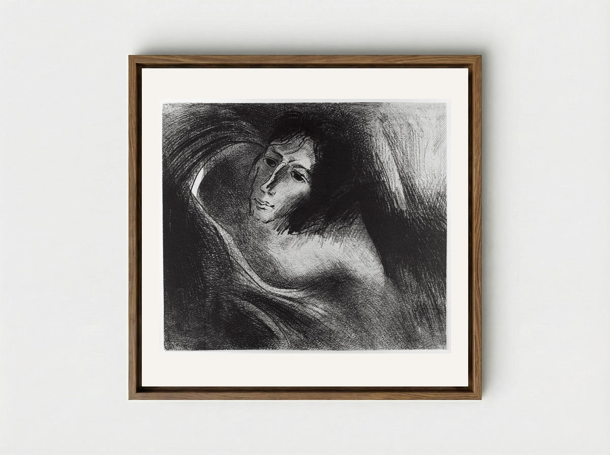 And the devil that deceived them was cast into the lake of fire, where the beast and the false prophets are... - Odilon Redon - Framed Canvas Wood