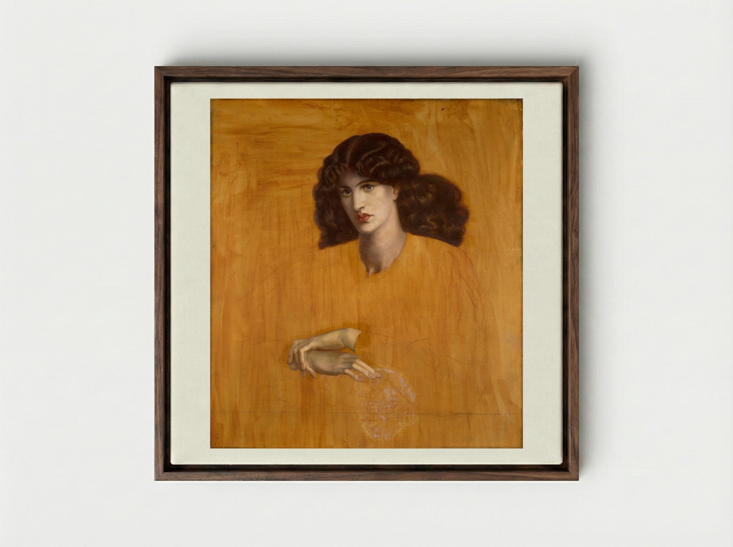 La Donna della Finestra - Dante Gabriel Rossetti - Framed Canvas Dark Wood