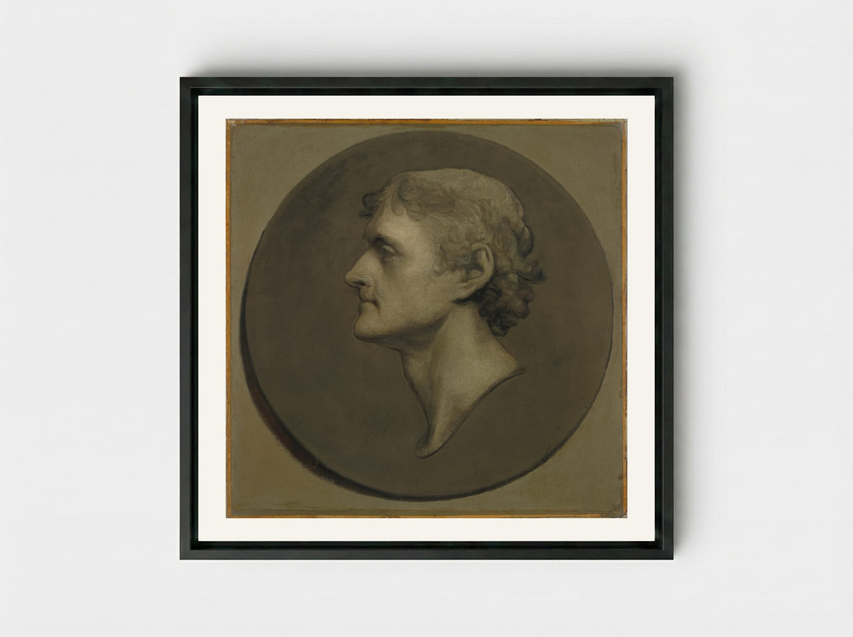 Thomas Jefferson (The Medallion Portrait) - Gilbert Stuart - Framed Canvas Black