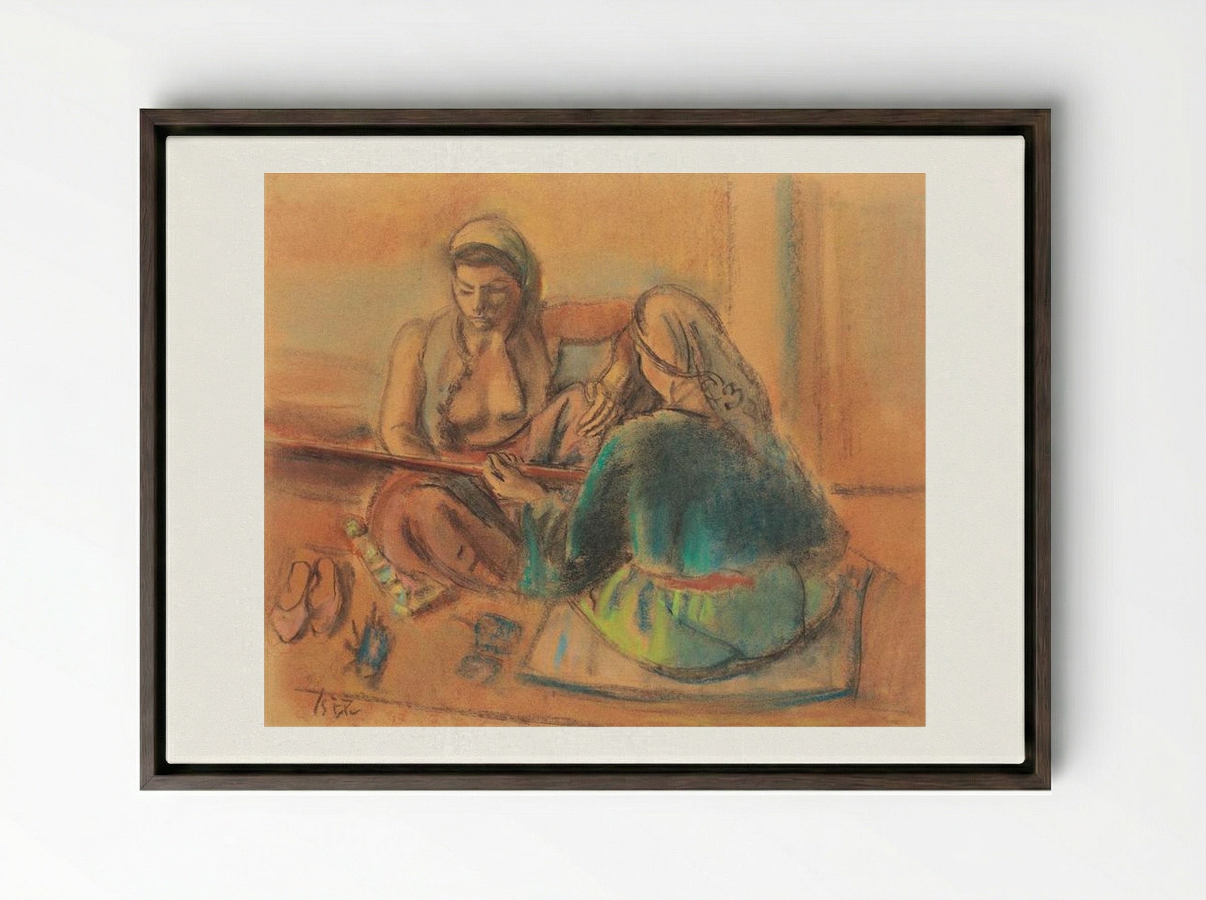 Tatar Women - Iosif Iser - Framed Canvas Dark Wood