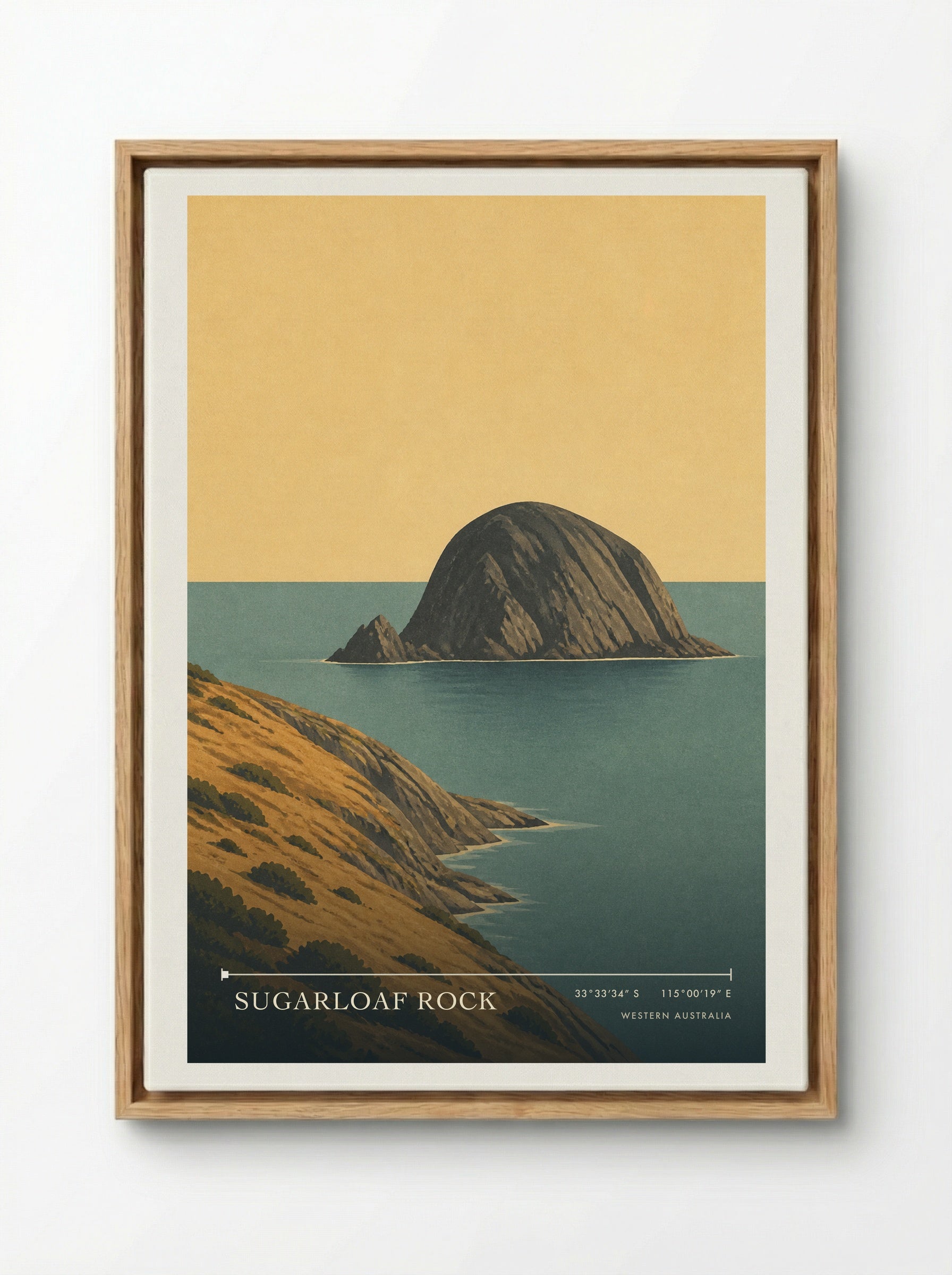 Sugarloaf Rock Travel Poster Artwork - Framed Canvas Wood