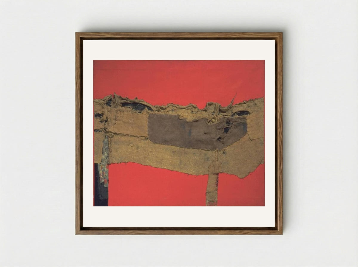 Sacking and Red - Alberto Burri - Framed Canvas Wood