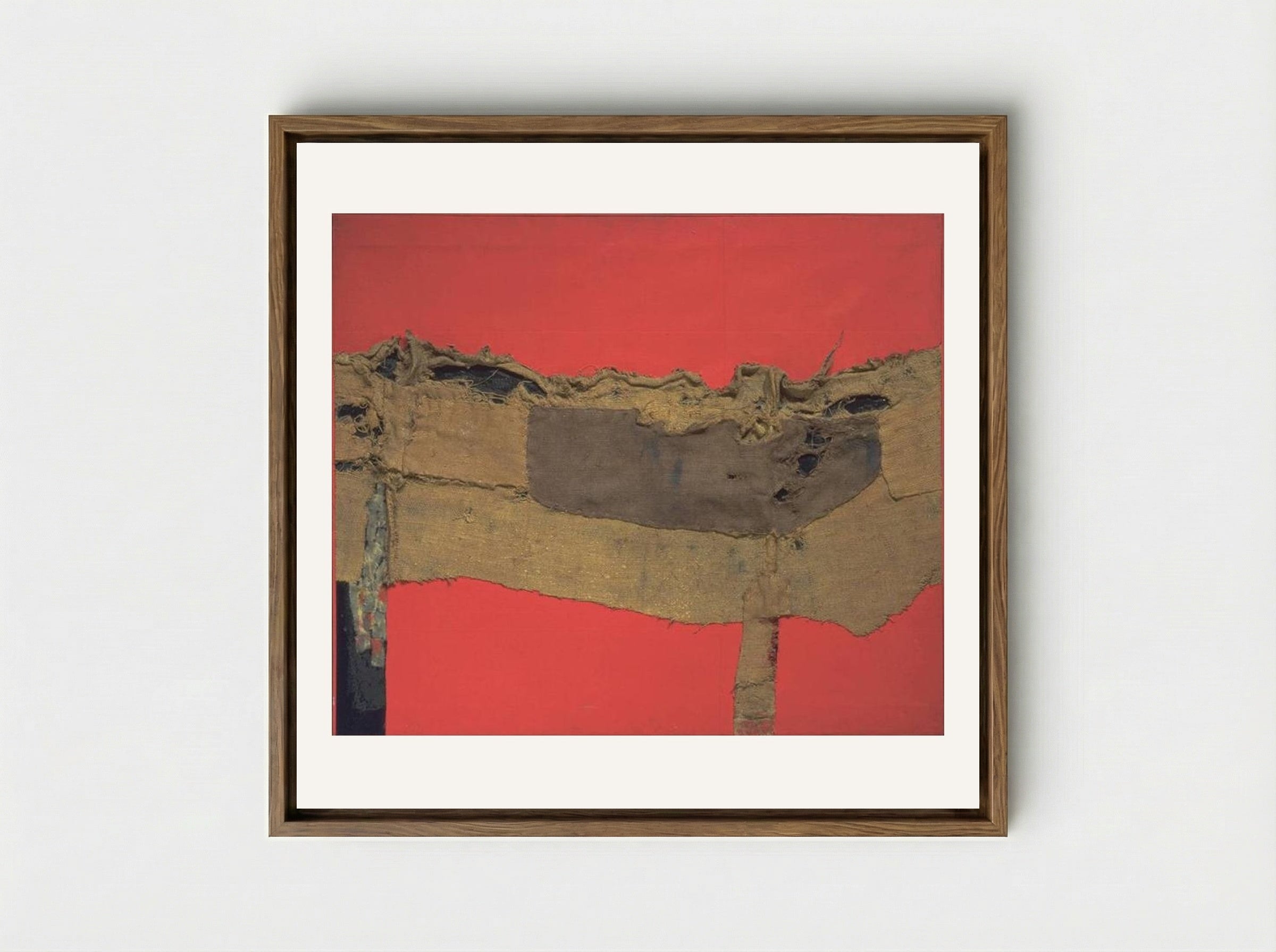Sacking and Red - Alberto Burri - Framed Canvas Wood