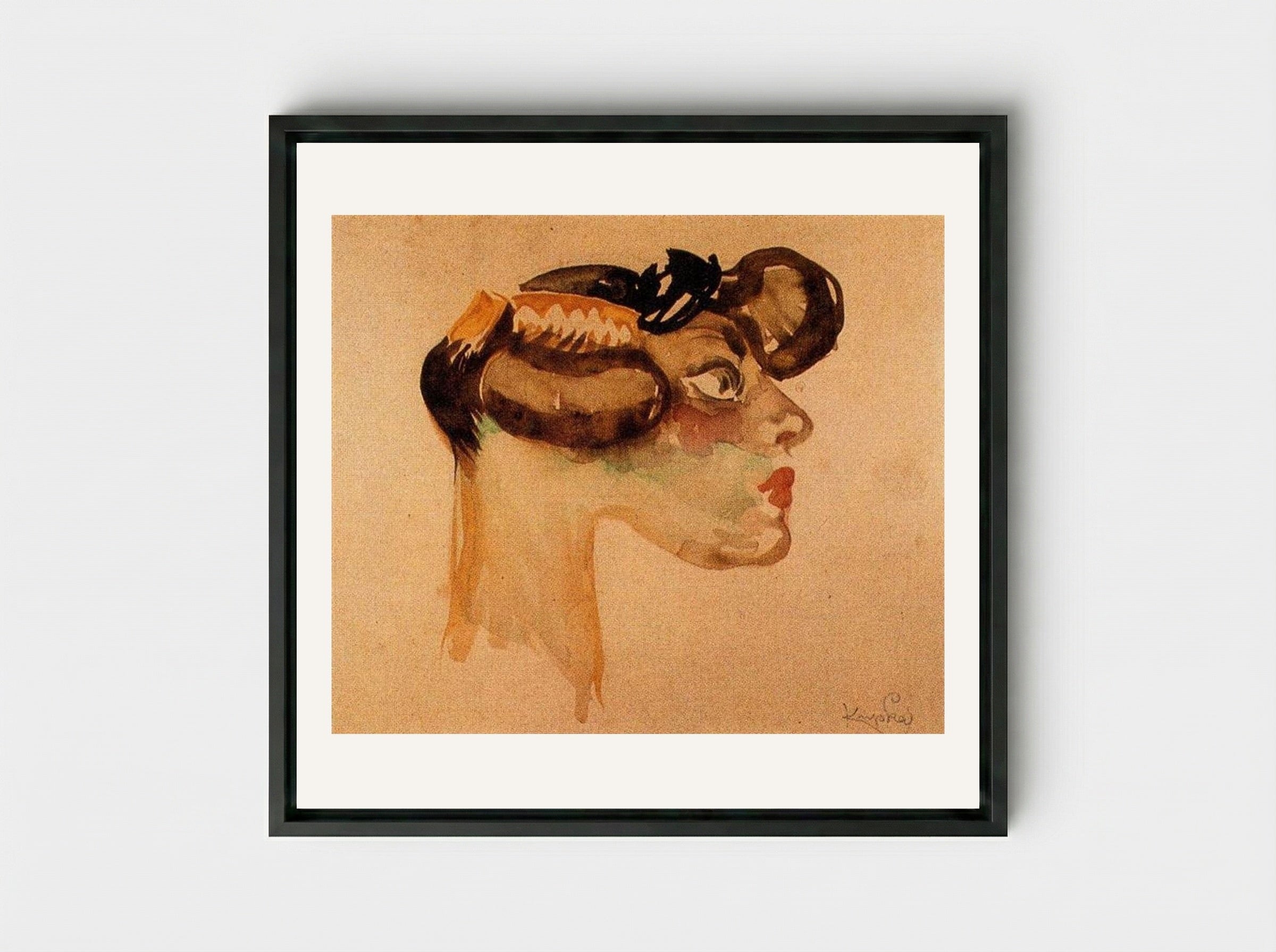 Head of a Woman - Frantisek Kupka - Framed Canvas Black