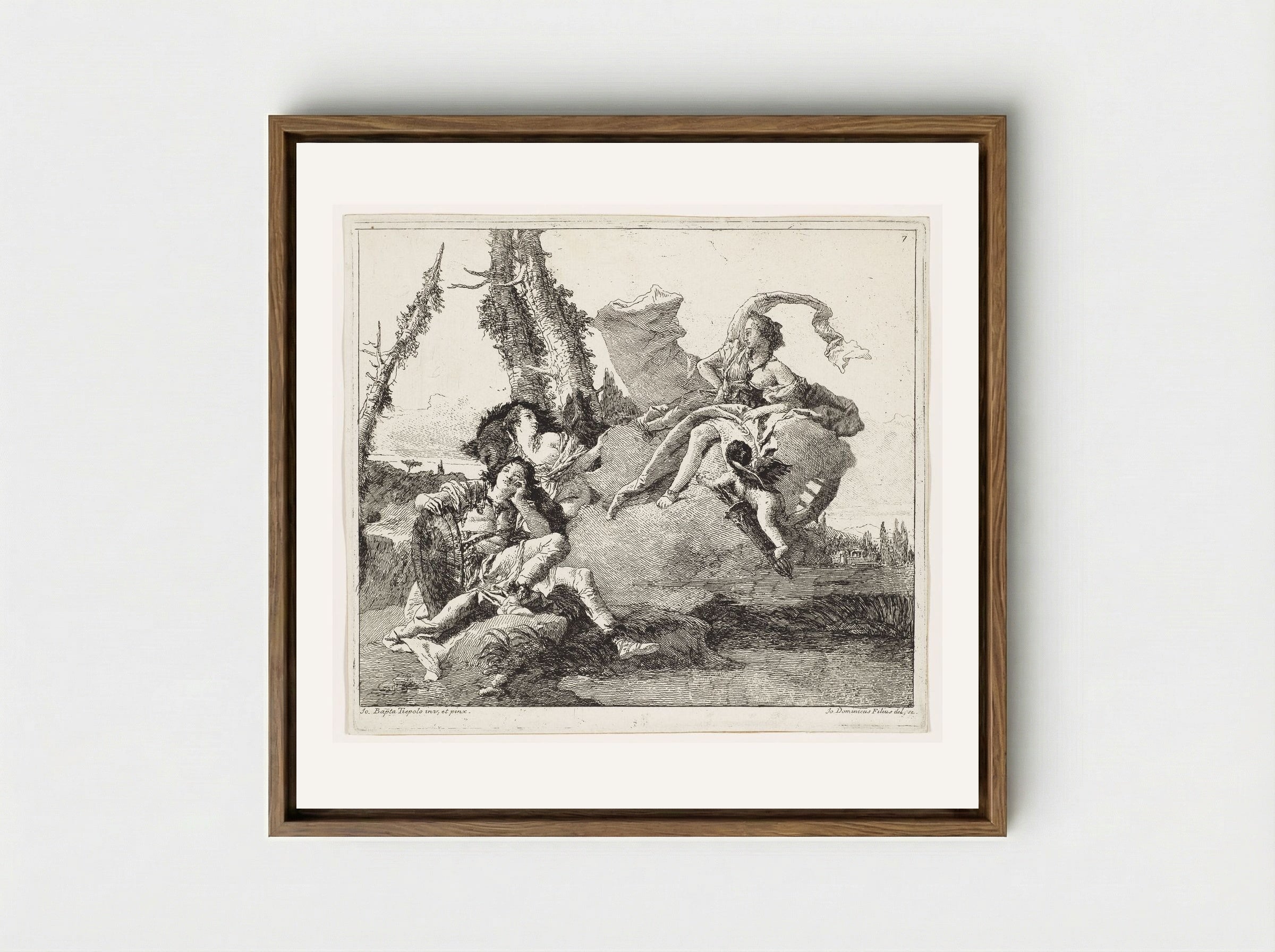 Armida Encounters the Sleeping Rinaldo - Giovanni Domenico Tiepolo - Framed Canvas Wood