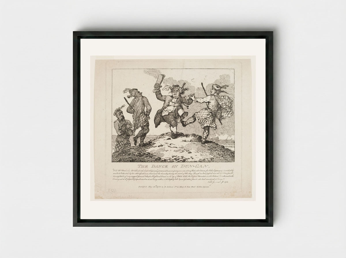 The Dance on Dun-Can - Thomas Rowlandson - Framed Canvas Black