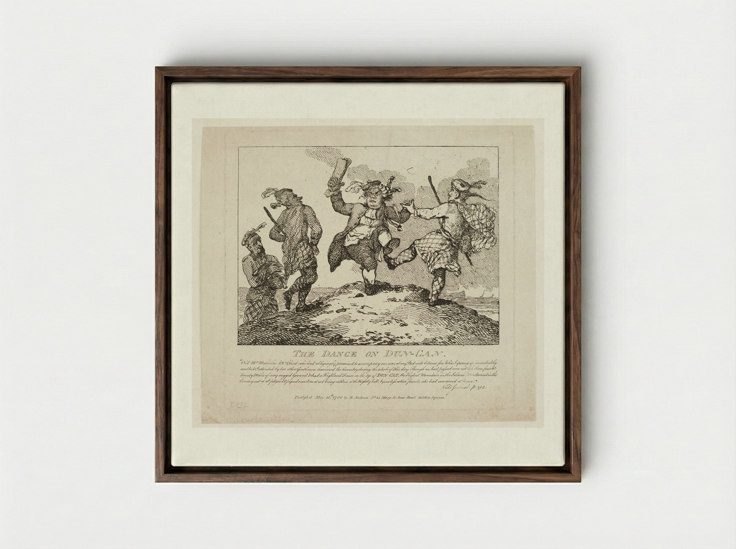 The Dance on Dun-Can - Thomas Rowlandson - Framed Canvas Dark Wood