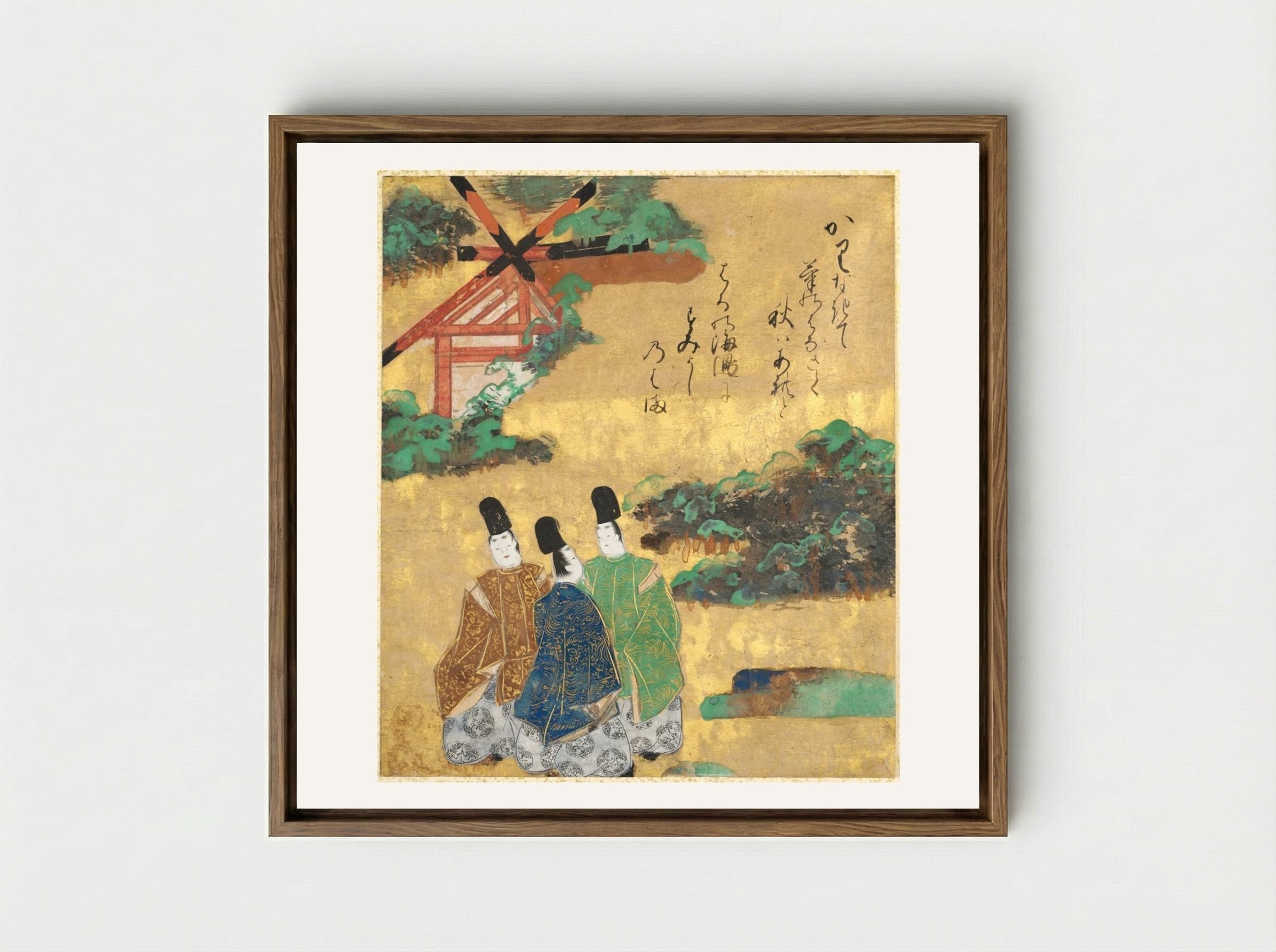 The Beach at Sumiyoshi from the Tales of Ise - Tawaraya Sōtatsu - Framed Canvas Wood