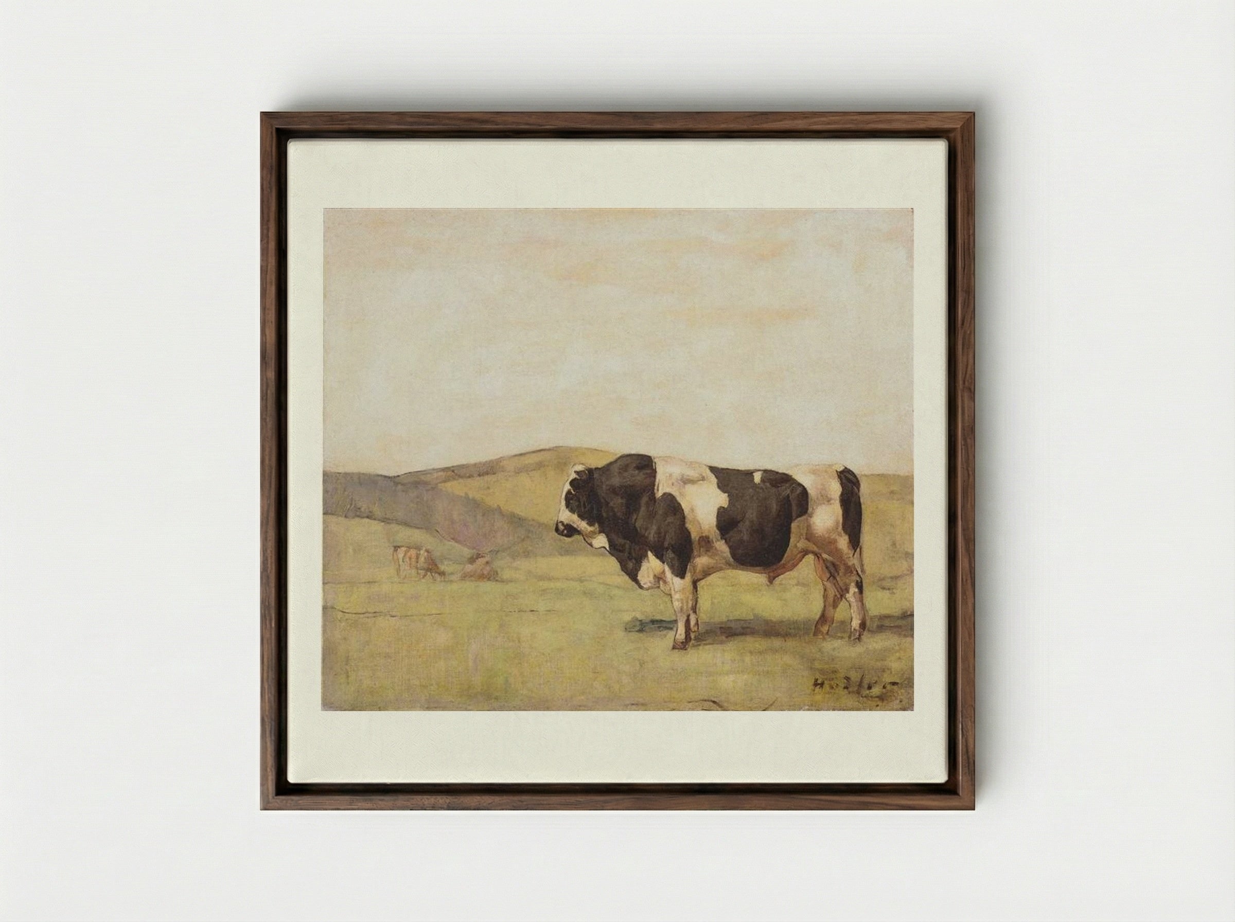 The Bull - Ferdinand Hodler - Framed Canvas Dark Wood