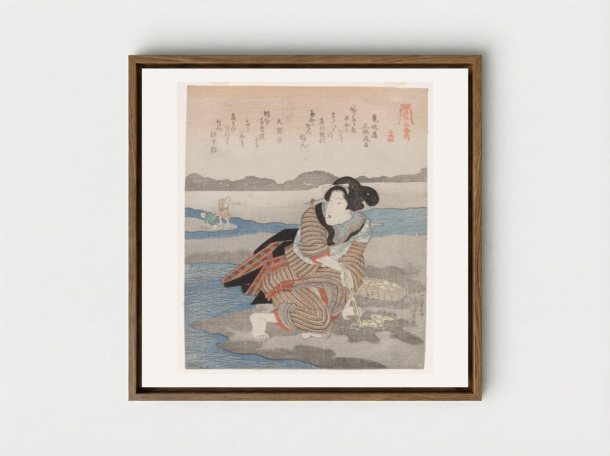 Fourth Print from A Low Tide Pentaptych - Utagawa Kuniyoshi - Framed Canvas Wood