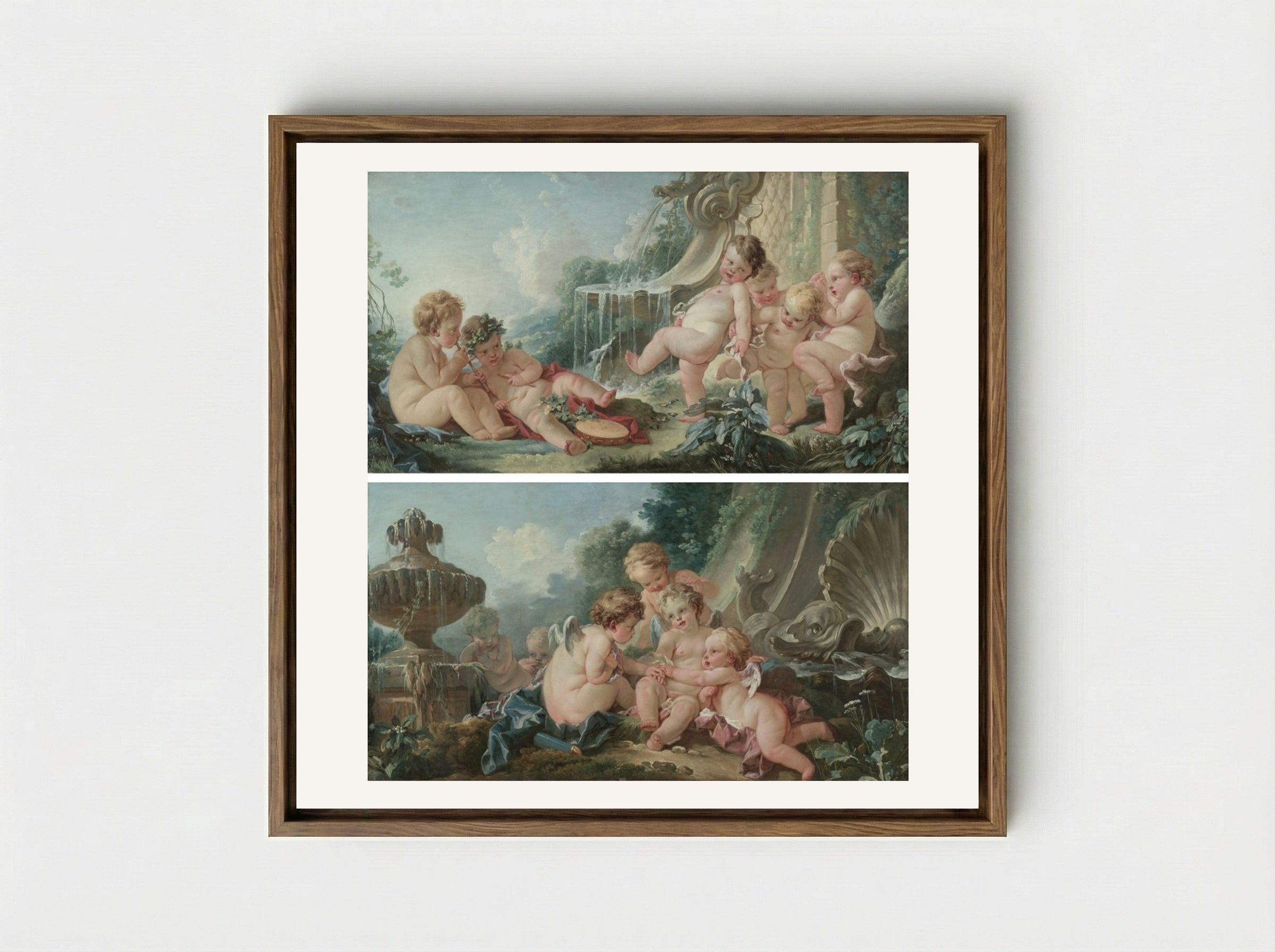 Music and Dance and Cupids in Conspiracy - François Boucher - Framed Canvas Wood