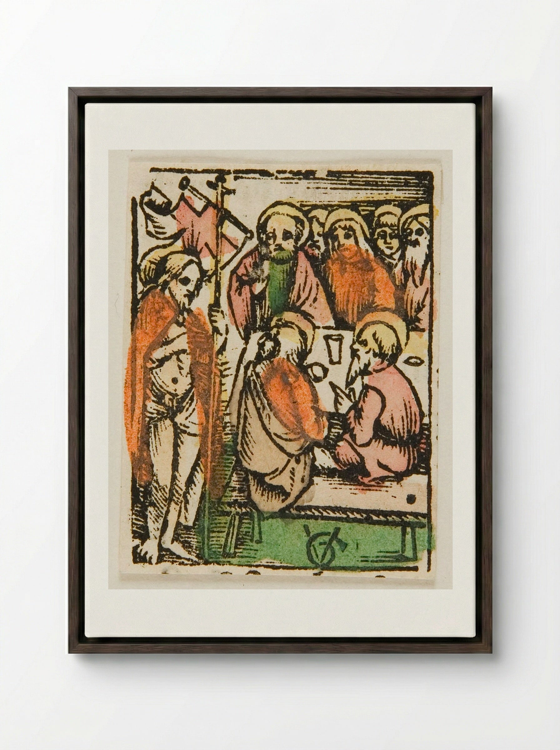 Christ Appears to His Disciples - Urs Graf - Framed Canvas Dark Wood
