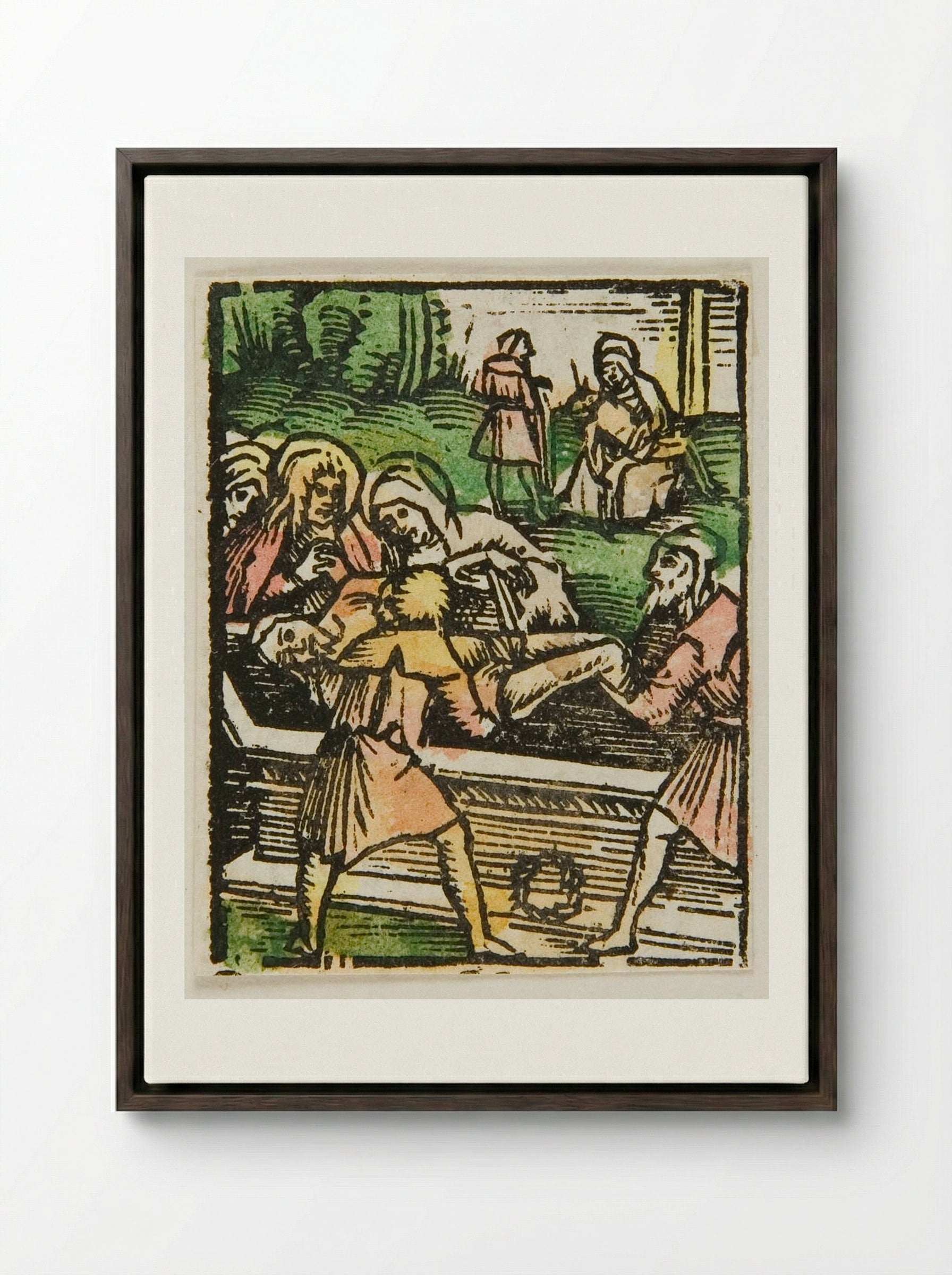 The Burial of Christ - Urs Graf - Framed Canvas Dark Wood