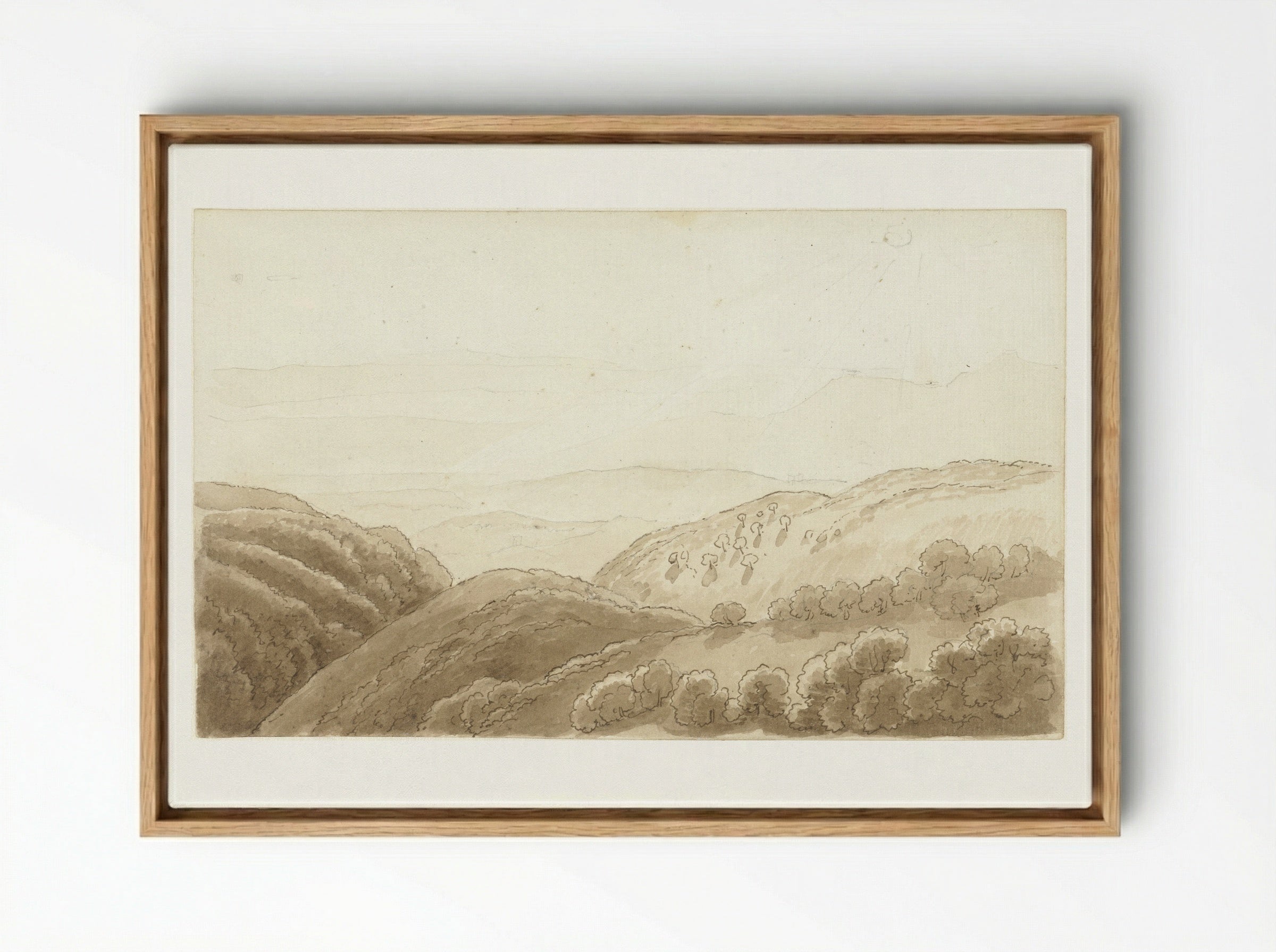 Avondlicht over de bergen bij Tivoli - Hendrik Voogd - Framed Canvas Wood