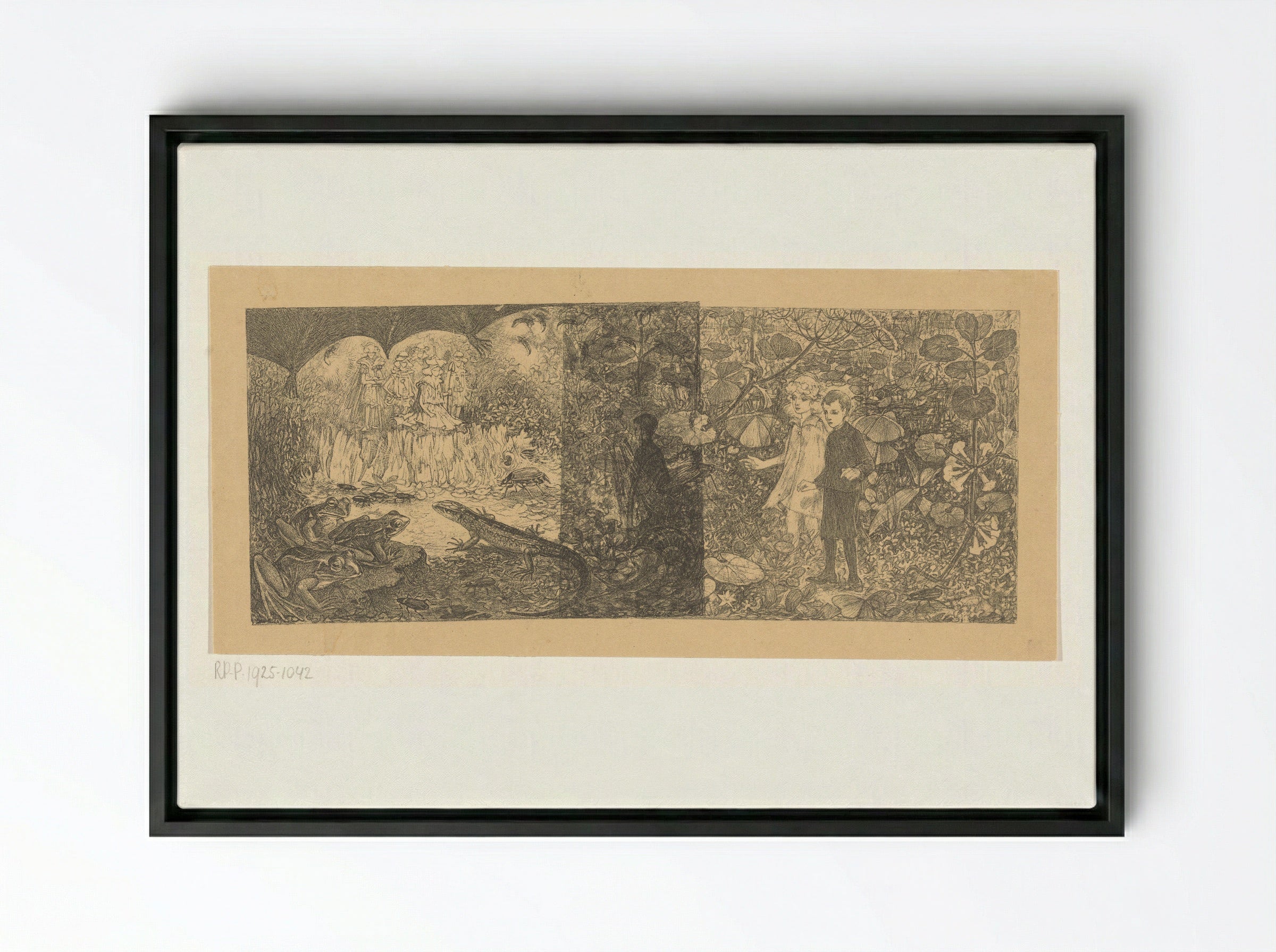Johannes en Windekind bij de elfenkoning Oberon - Edzard Koning - Framed Canvas Black