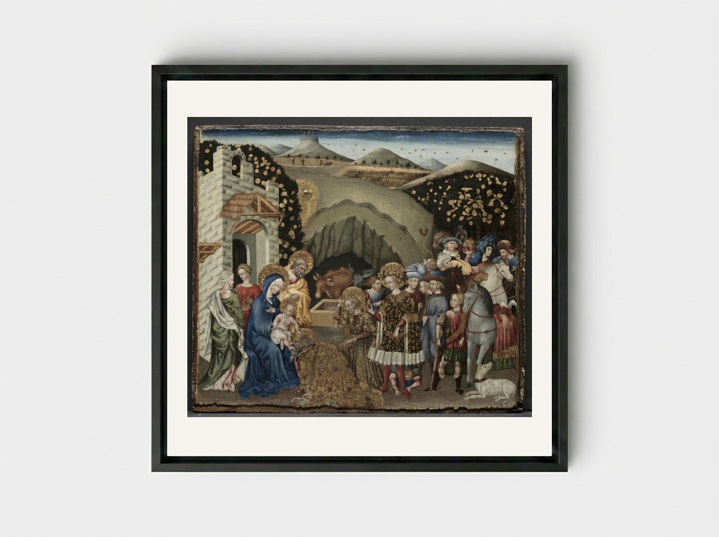 The Adoration of the Magi - Giovanni di Paolo - Framed Canvas Black