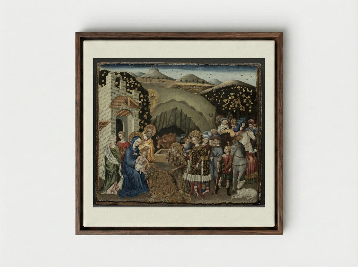 The Adoration of the Magi - Giovanni di Paolo - Framed Canvas Dark Wood