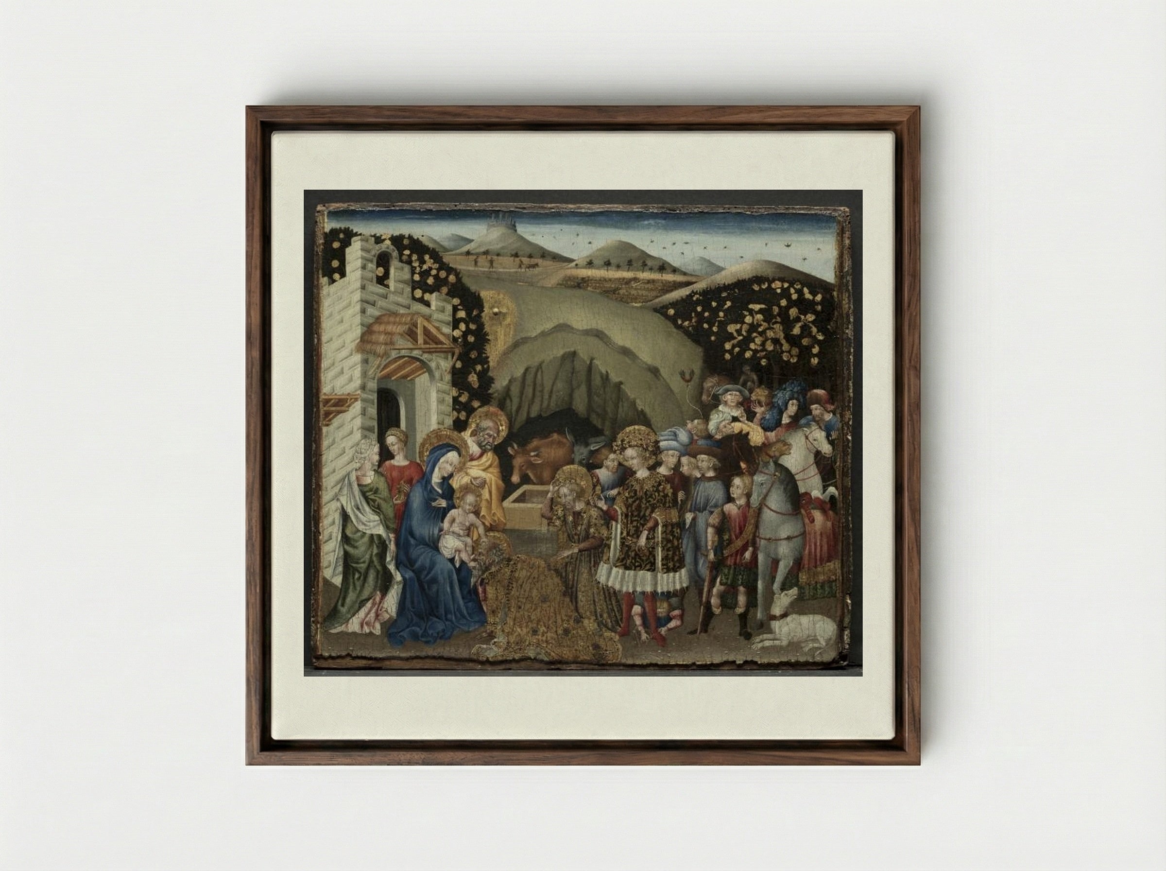 The Adoration of the Magi - Giovanni di Paolo - Framed Canvas Dark Wood