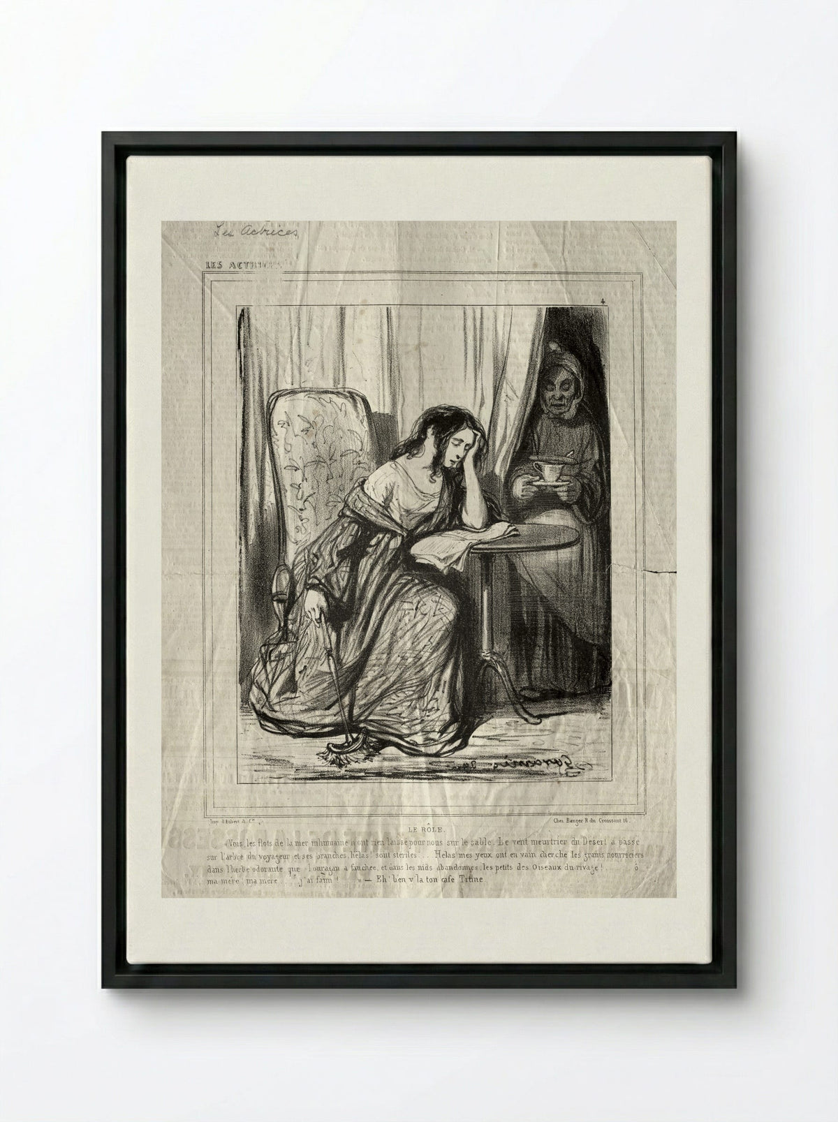 Le Rôle - Paul Gavarni - Framed Canvas Black