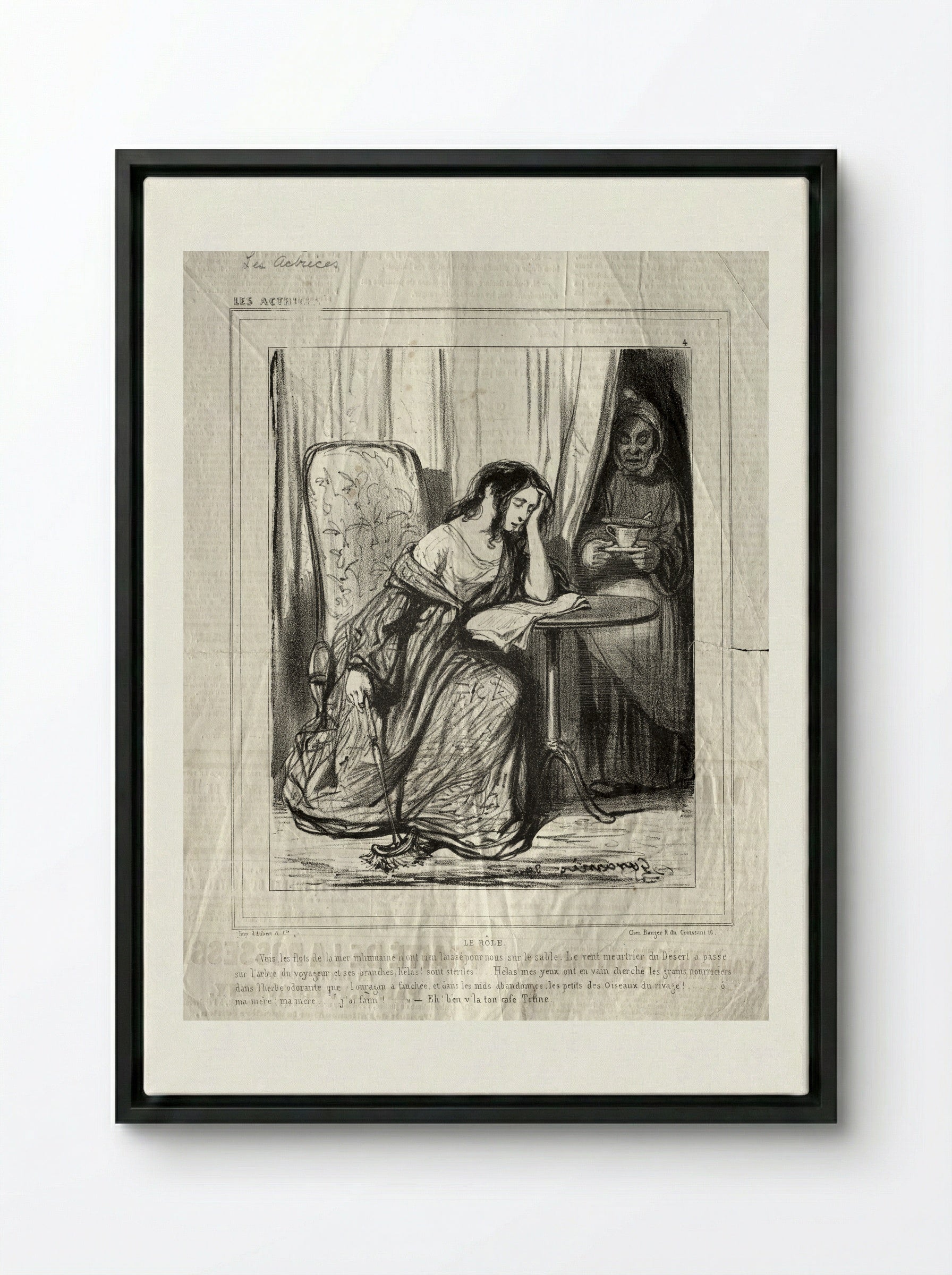 Le Rôle - Paul Gavarni - Framed Canvas Black
