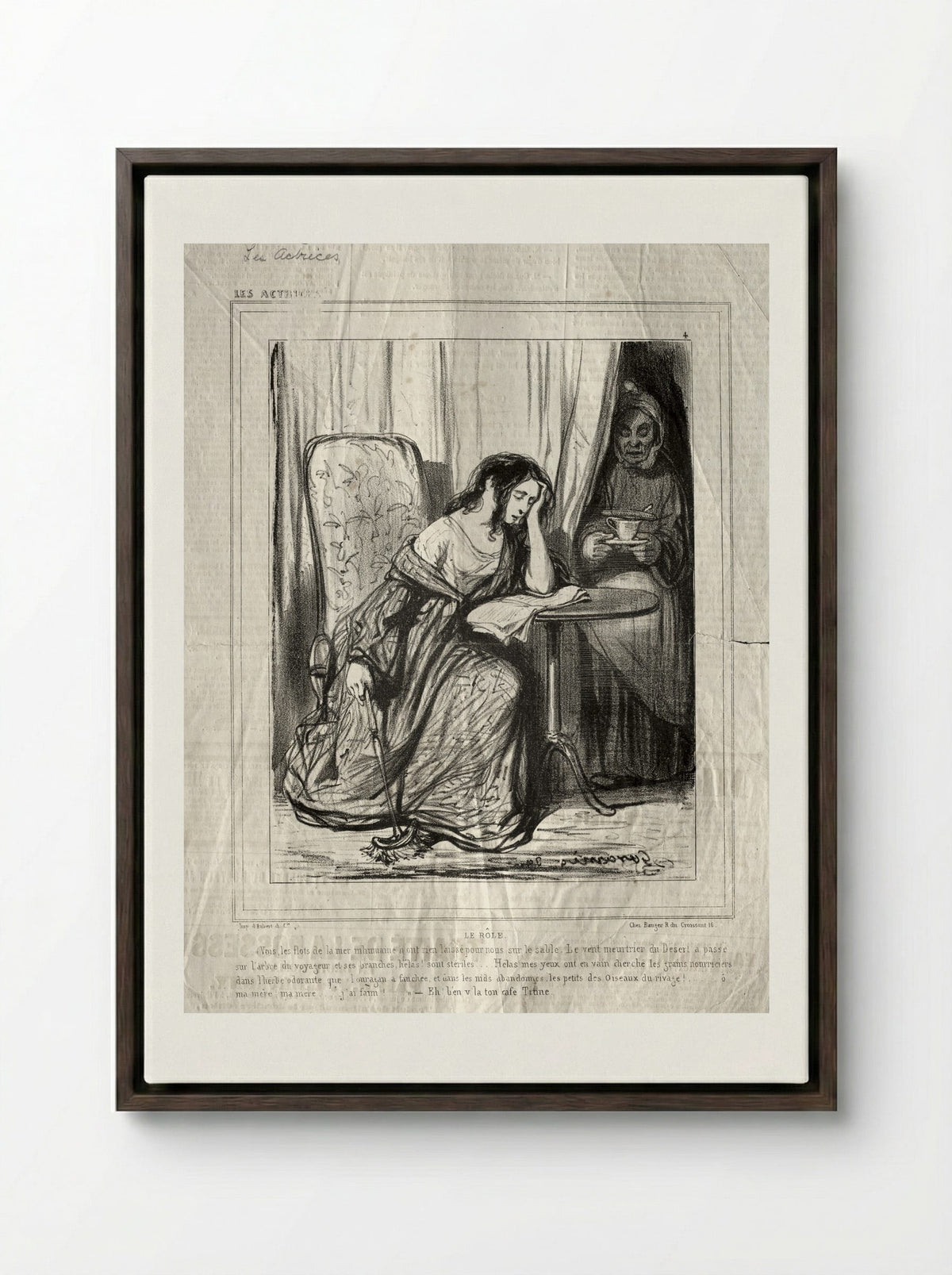 Le Rôle - Paul Gavarni - Framed Canvas Dark Wood