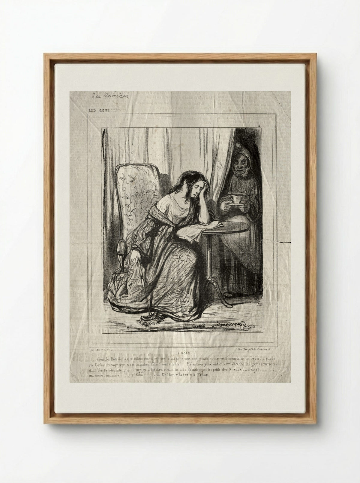 Le Rôle - Paul Gavarni - Framed Canvas Wood