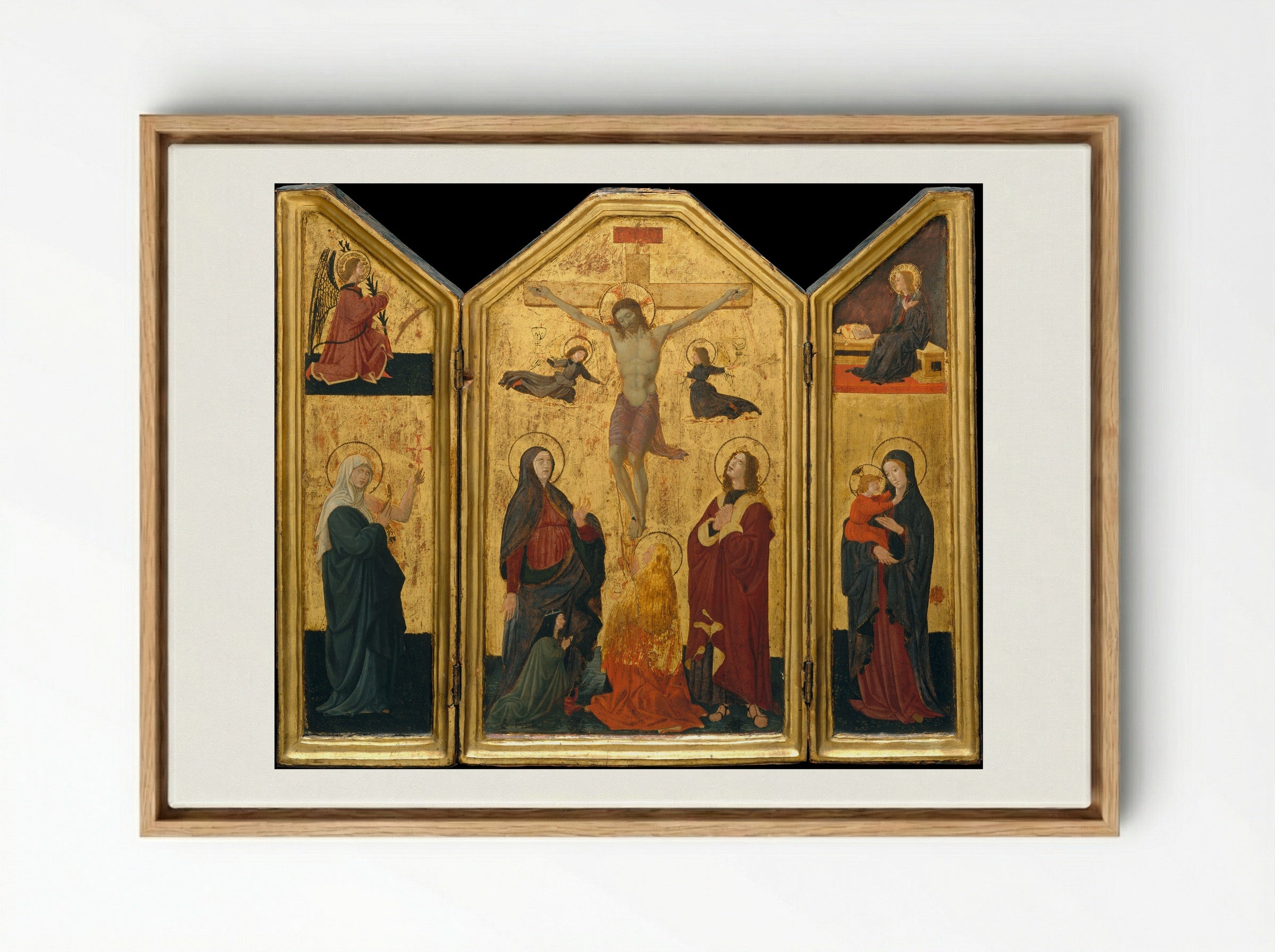 Crucifixion (Triptych) - Paolo Uccello - Framed Canvas Wood