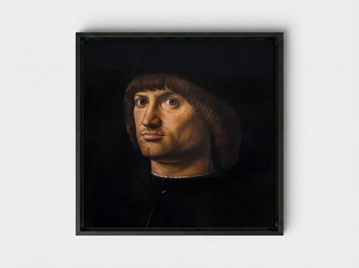 Portrait of a Man (Trivulzio portrait) - Antonello da Messina - Framed Canvas Black