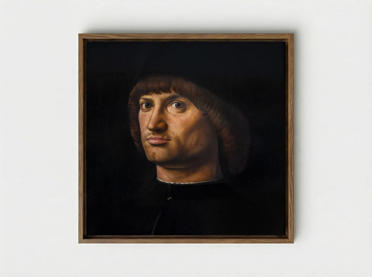 Portrait of a Man (Trivulzio portrait) - Antonello da Messina - Framed Canvas Wood